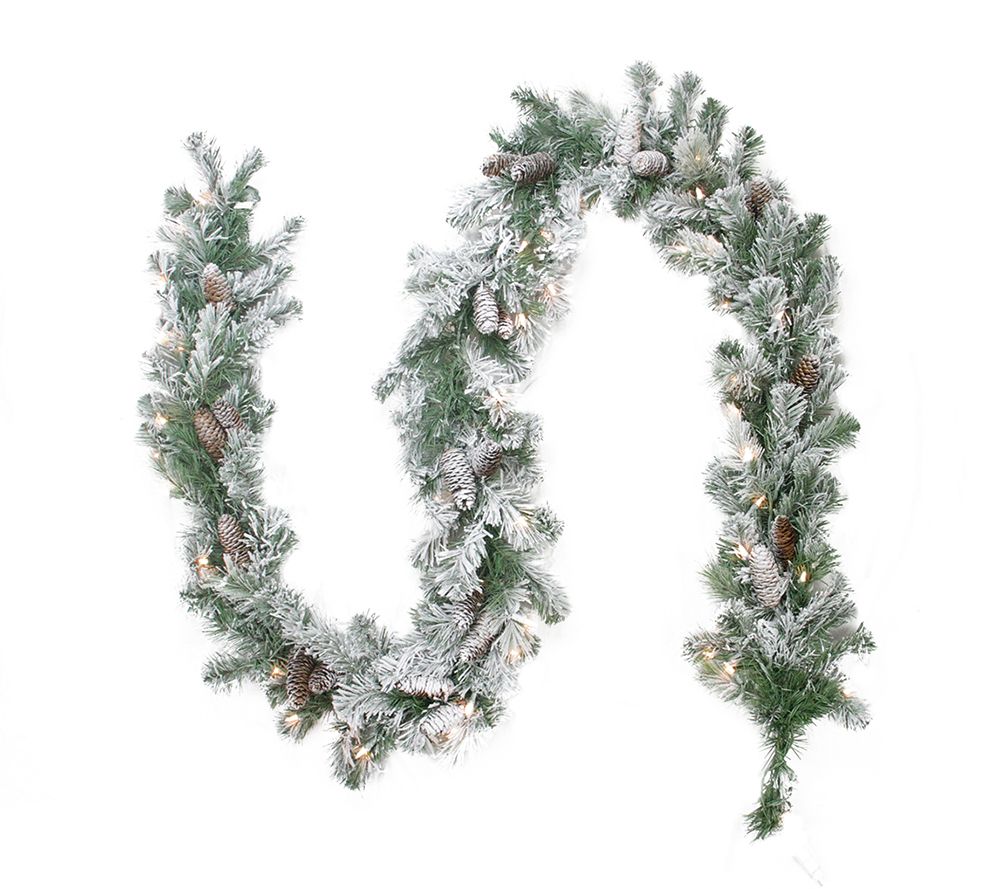 Northlight 9' x 8" Flocked Victoria Pine Garlan d