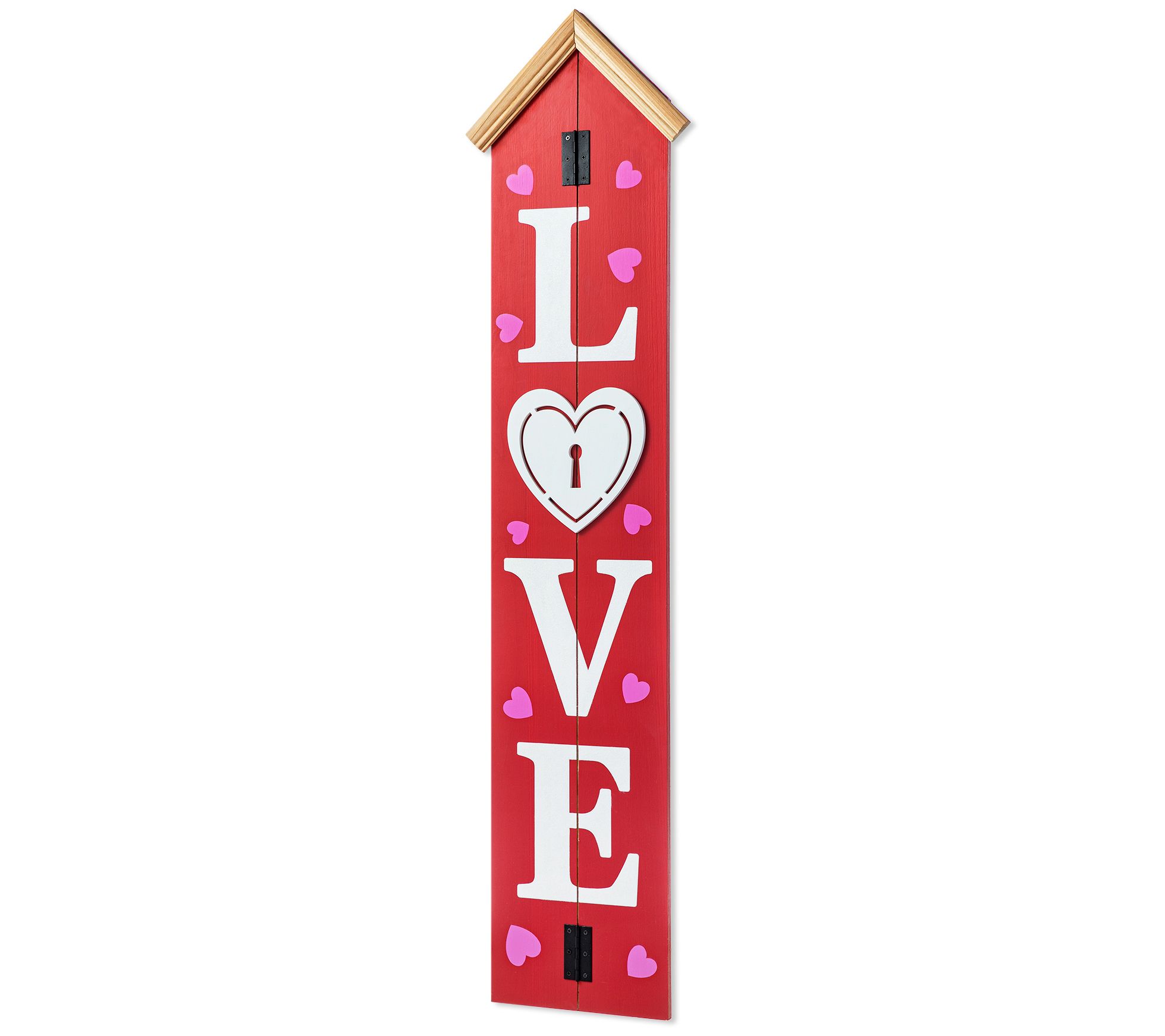 Glitzhome 42" Valentine's LOVE House Shaped Porch Sign Decor
