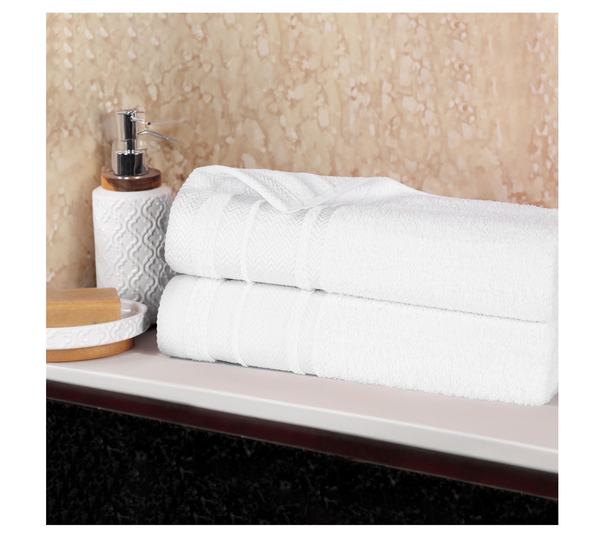 Superior Zero Twist Cotton Dobby Border Soft 2-PC Bath Sheets