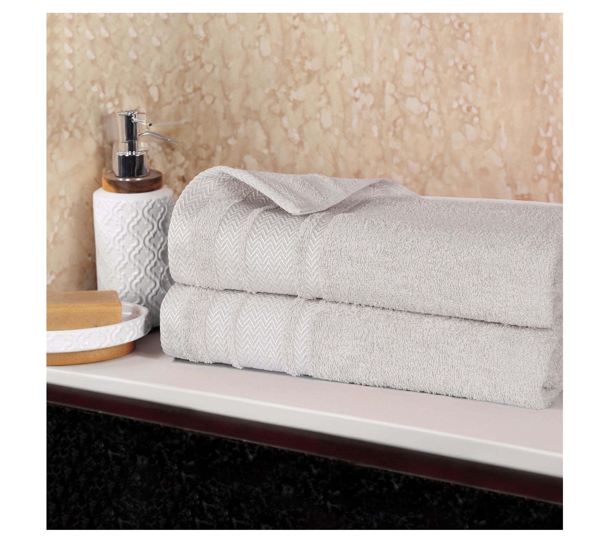 Superior Zero Twist Cotton Dobby Border Soft 2-PC Bath Sheets