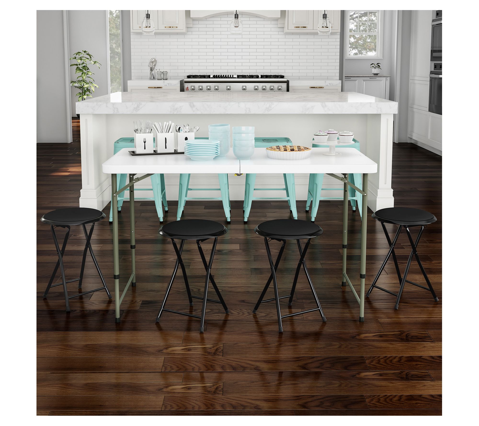 Trademark Home Set of 4 Folding 18" Bar Stools25lb Capacity