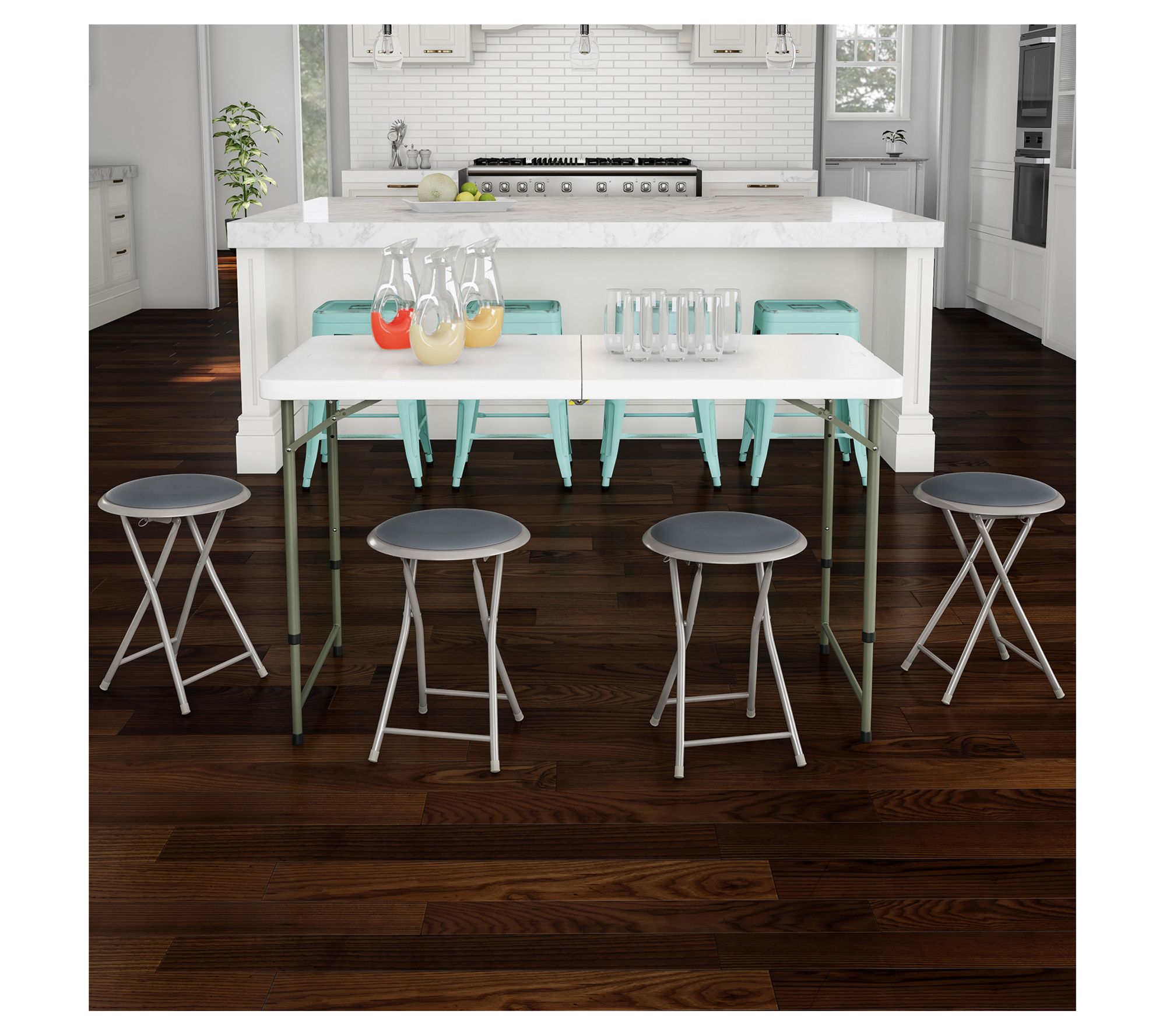 Trademark Home Set of 4 Folding 18" Bar Stools25lb Capacity