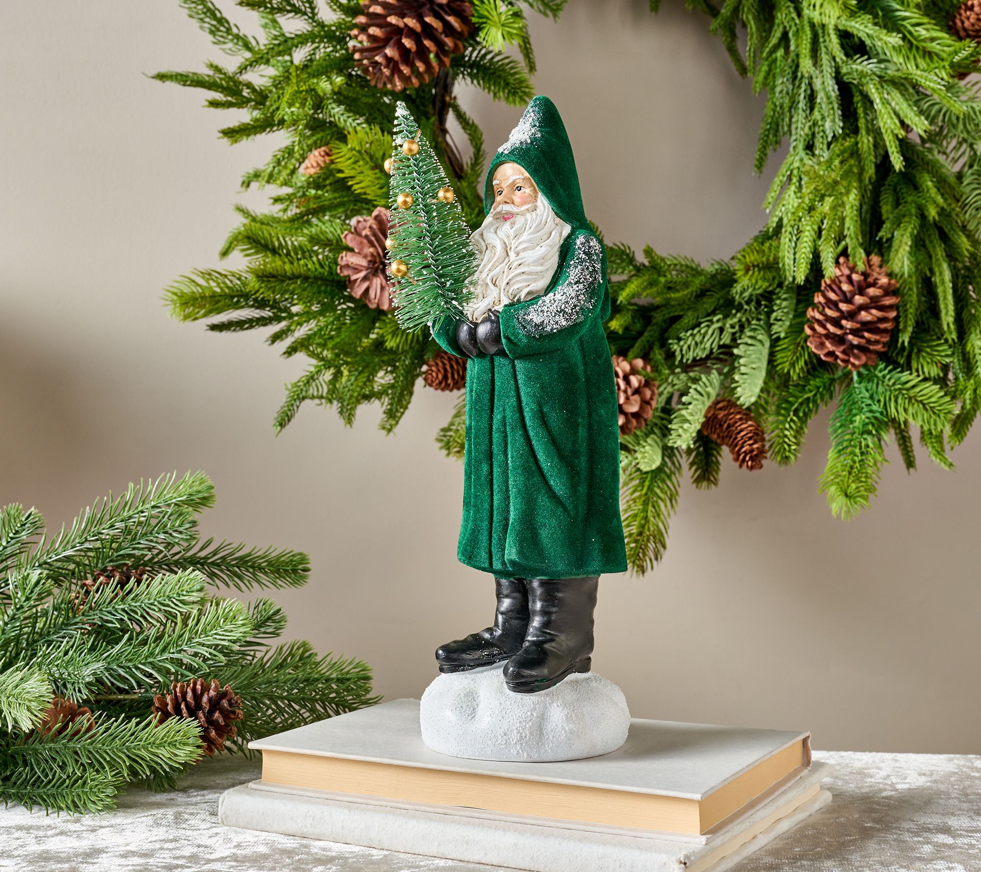 Home Reflections 12.5" Flocked Resin Santa