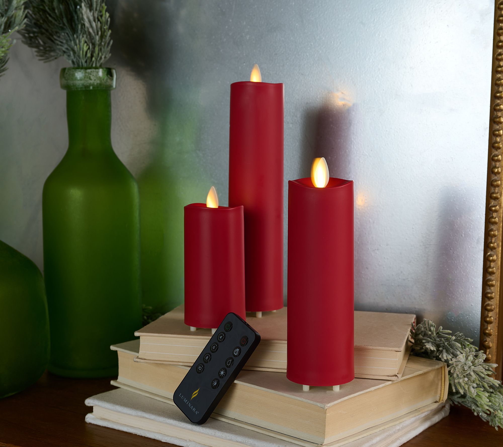 Luminara Flameless Indoor/Outdoor Set of 3 Slim Pillars