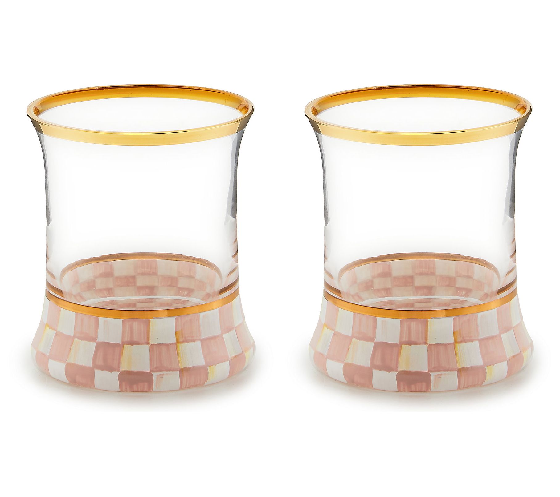 MacKenzie-Childs Rosy Check Tumbler Glass, Set f 2