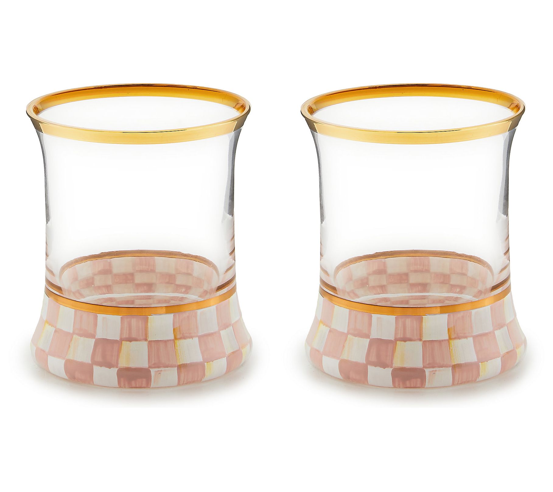 MacKenzie-Childs Rosy Check Tumbler Glass, Set of 2