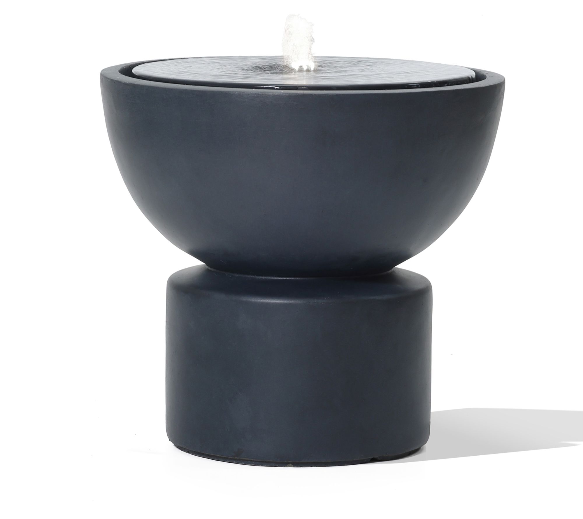 LuxenHome Dark Gray Resin Round Bubbler Solar Powered Fountain