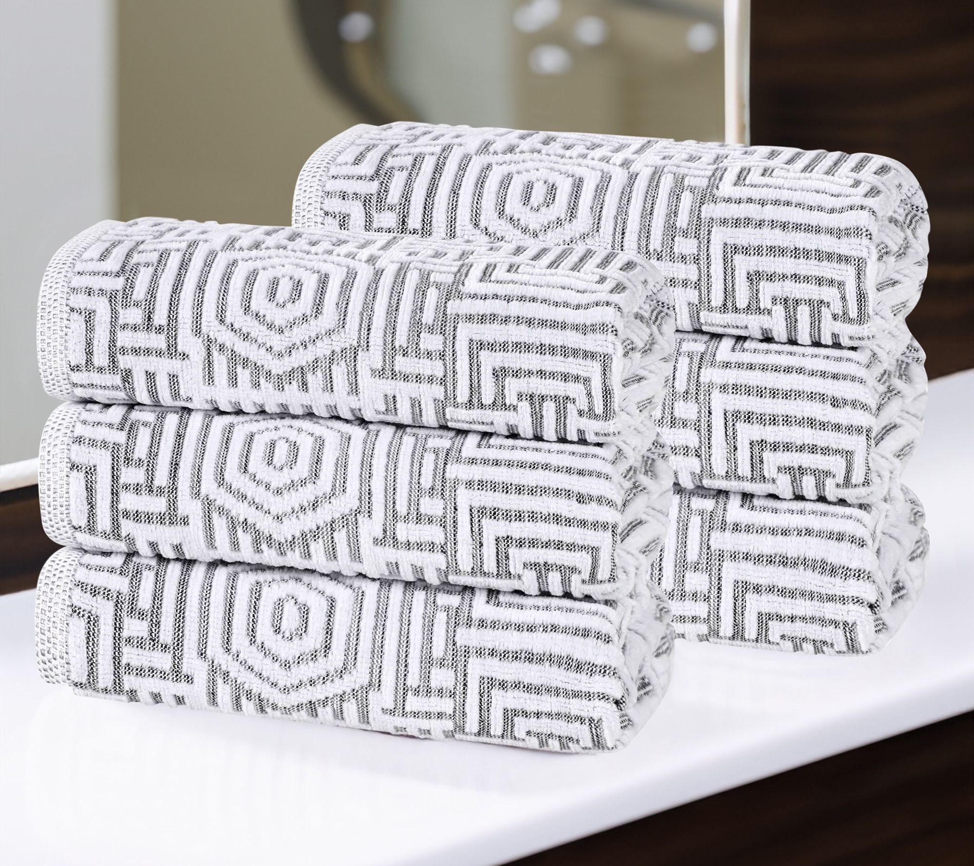 Superior Cotton Jaq Plush Soft Absorbent Hand Towel Set of 6