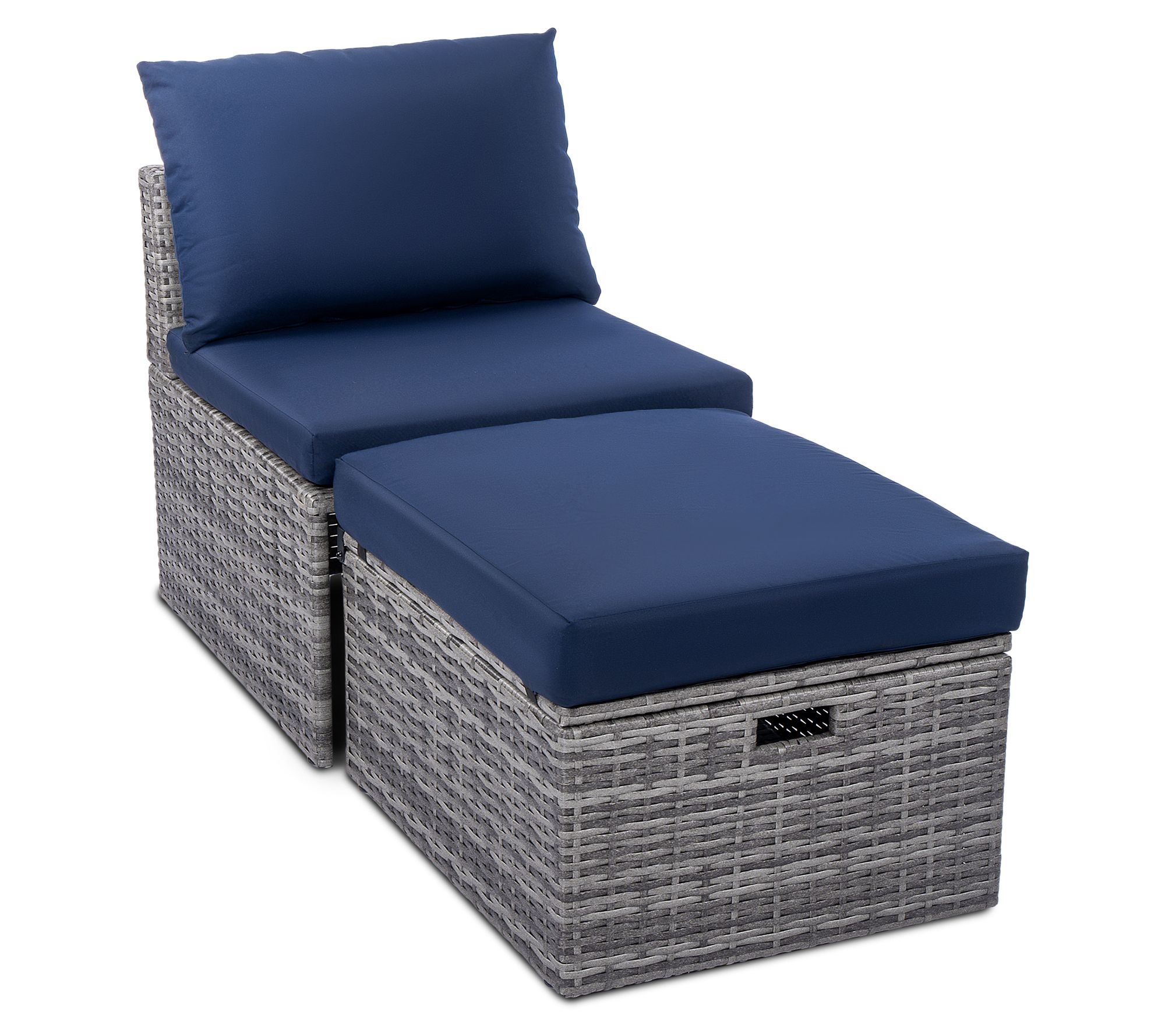 Backyard Expressions 2 Pc. Outdoor Wicker ChairSet w/ Ottoman