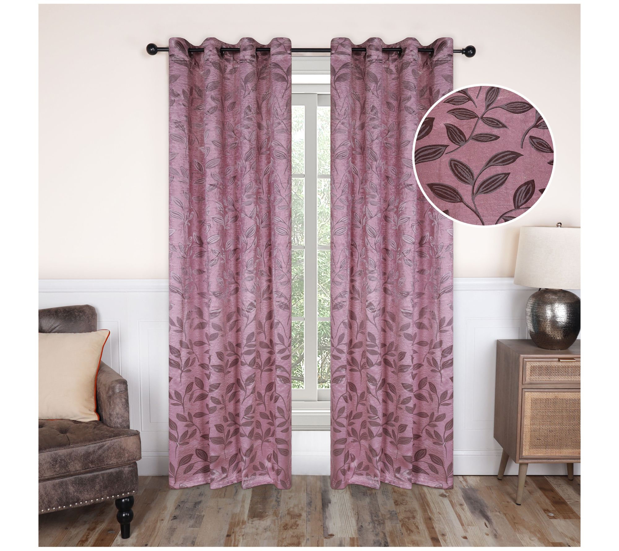 Superior Modern Leaves Blackout Curtain Panel St, 52X72