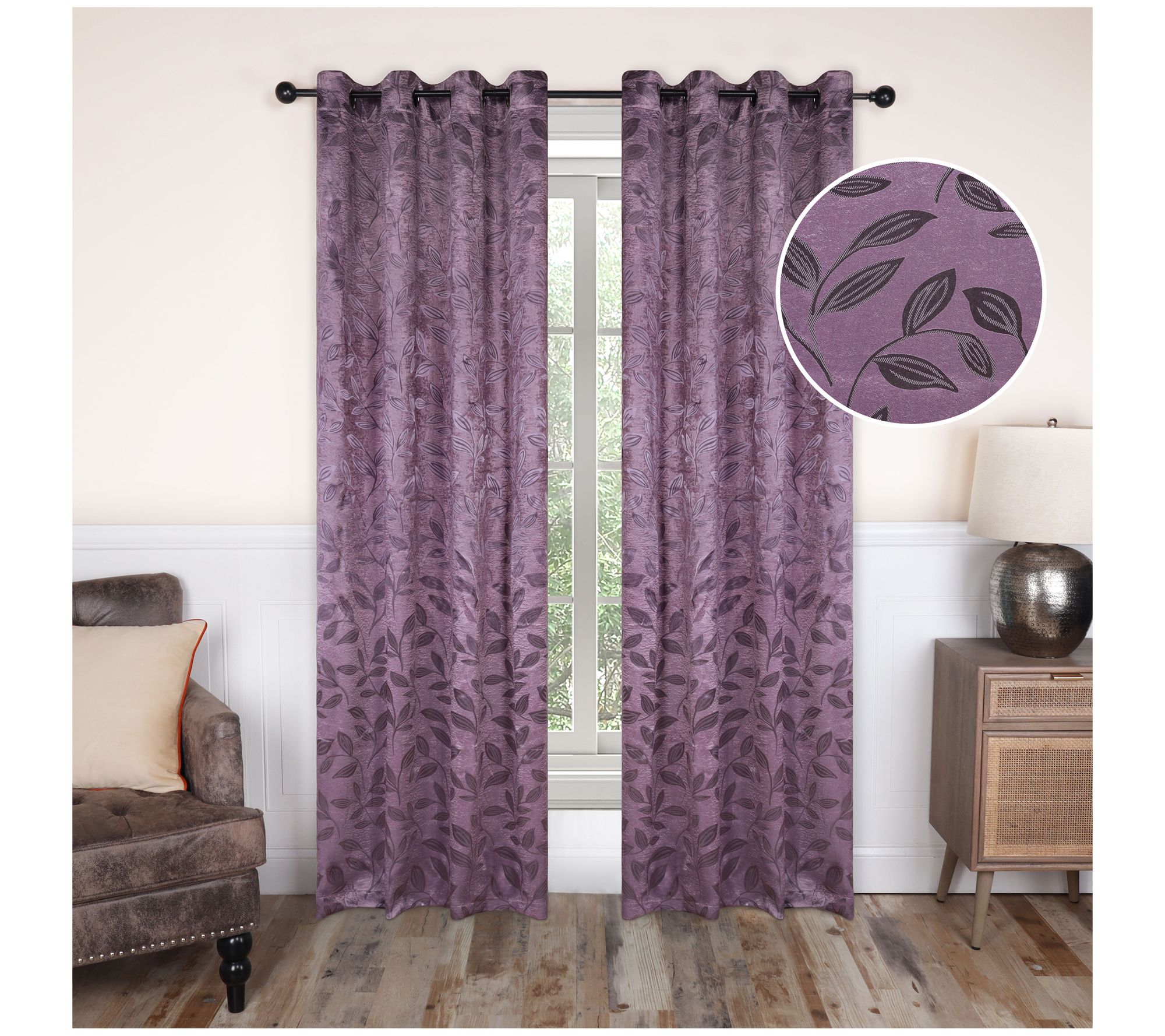 Superior Modern Leaves Blackout Curtain Panel St, 52X72
