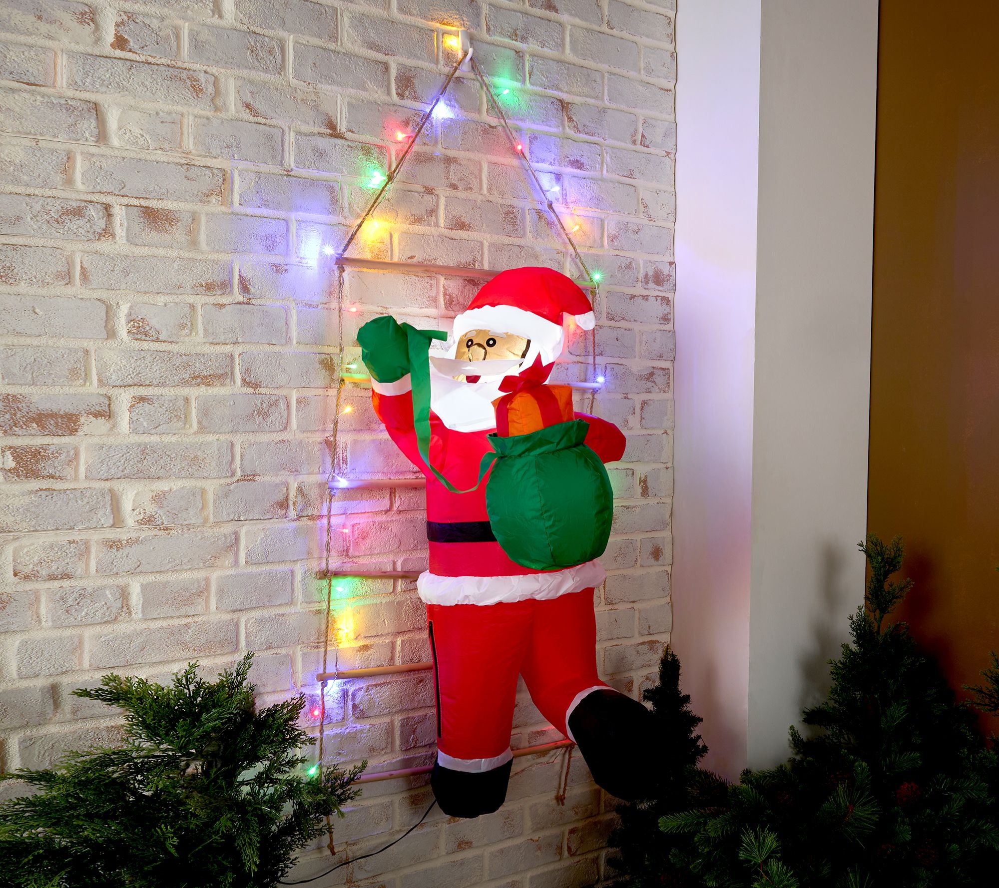 "As Is" Kringle Express 39" Lit Inflatable Climbing Santa