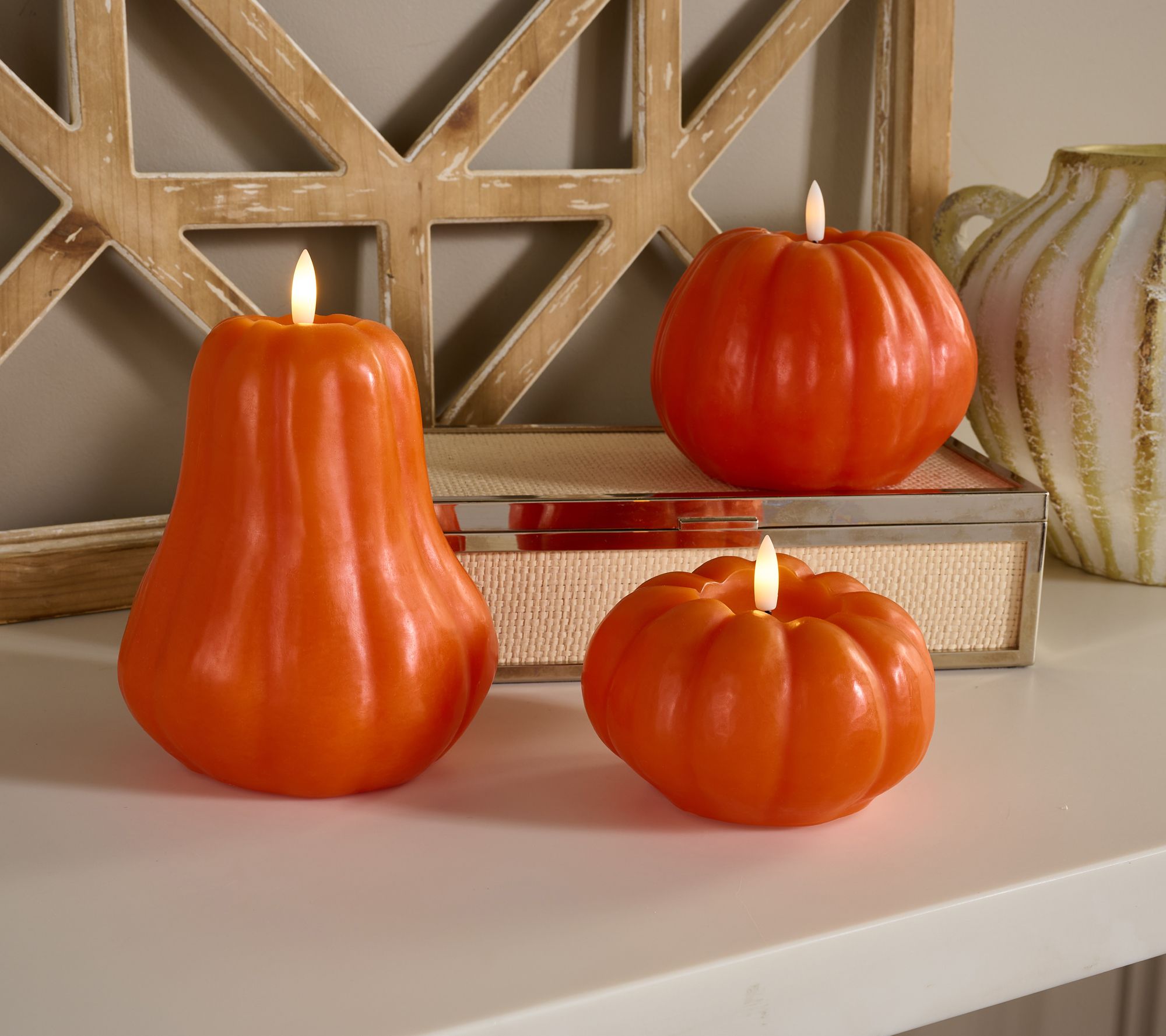 "As Is" Home Reflections Flameless Set of 3 Mini Pumpkins