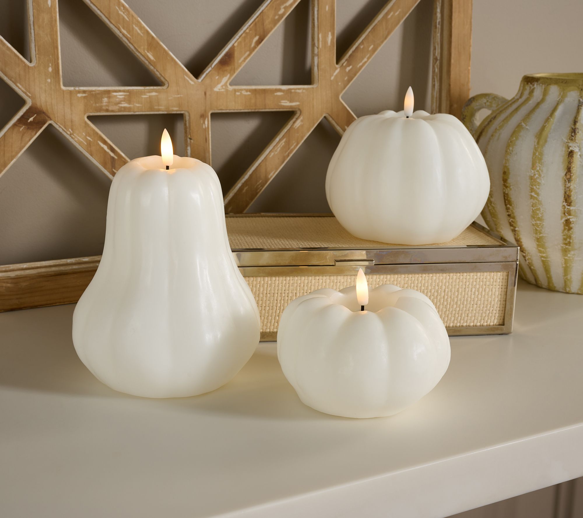 "As Is" Home Reflections Flameless Set of 3 Mini Pumpkins