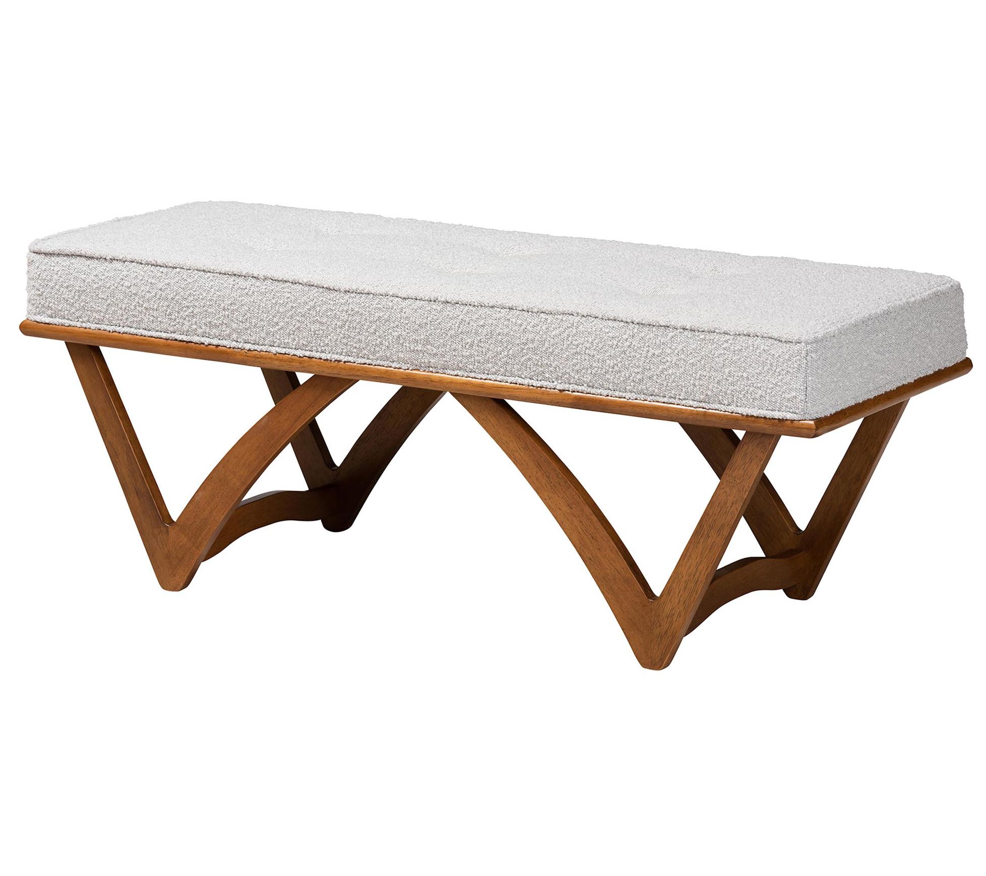 Baxton Studio Chenoa Boucle Fabric and Wood Bench
