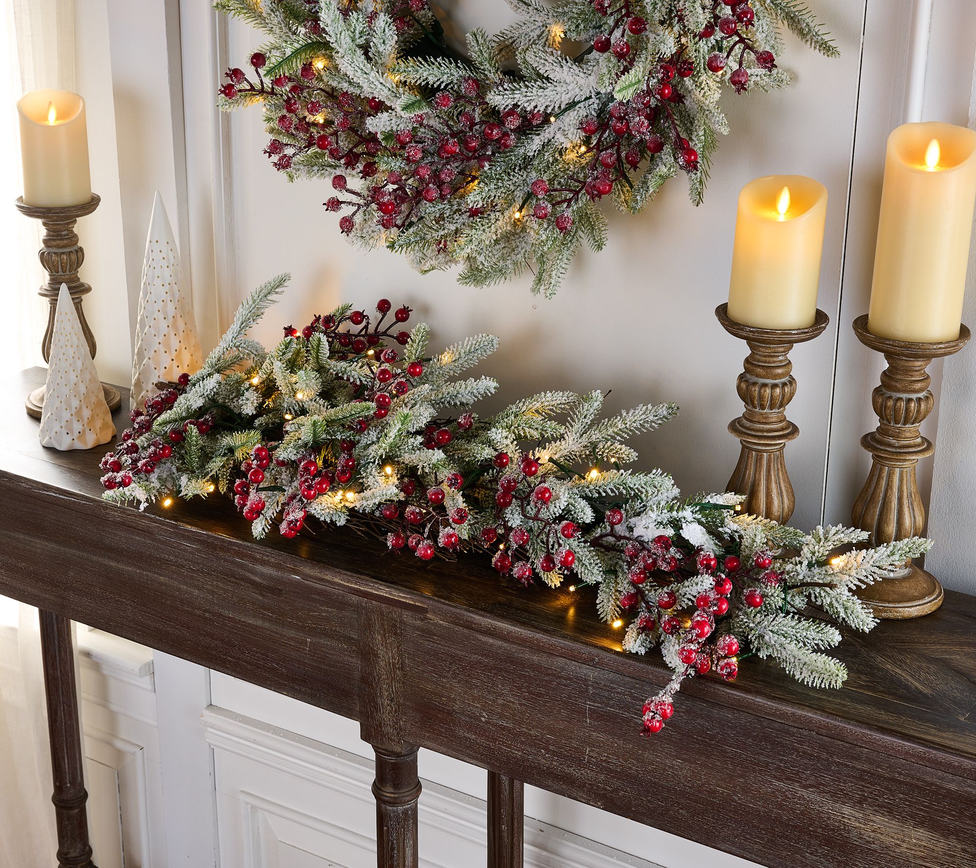 "As Is" Bethlehem Lights Illum. Frosted Berry 36" Swag