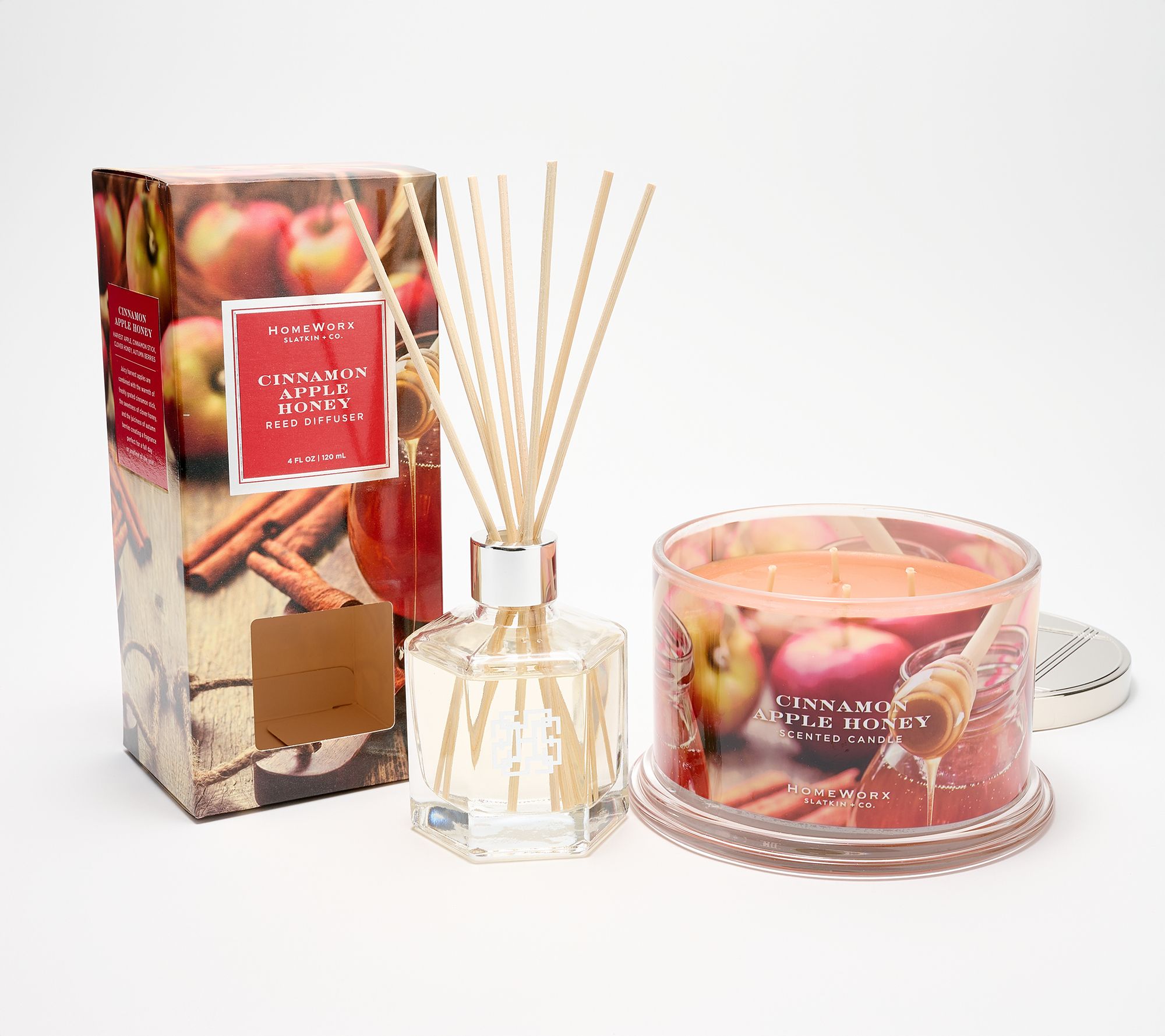 HomeWorx by Slatkin + Co. 18-oz. Candle & Reeds Cinnamon Apple