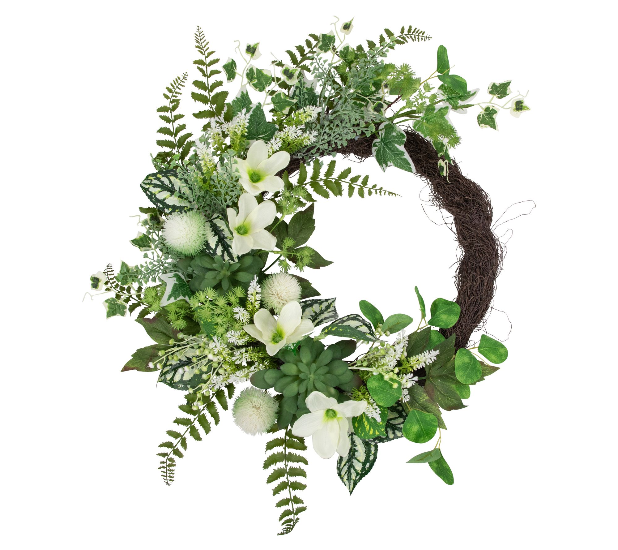 Northlight Hellebores and Ivy Spring Floral Wreath  24-Inch