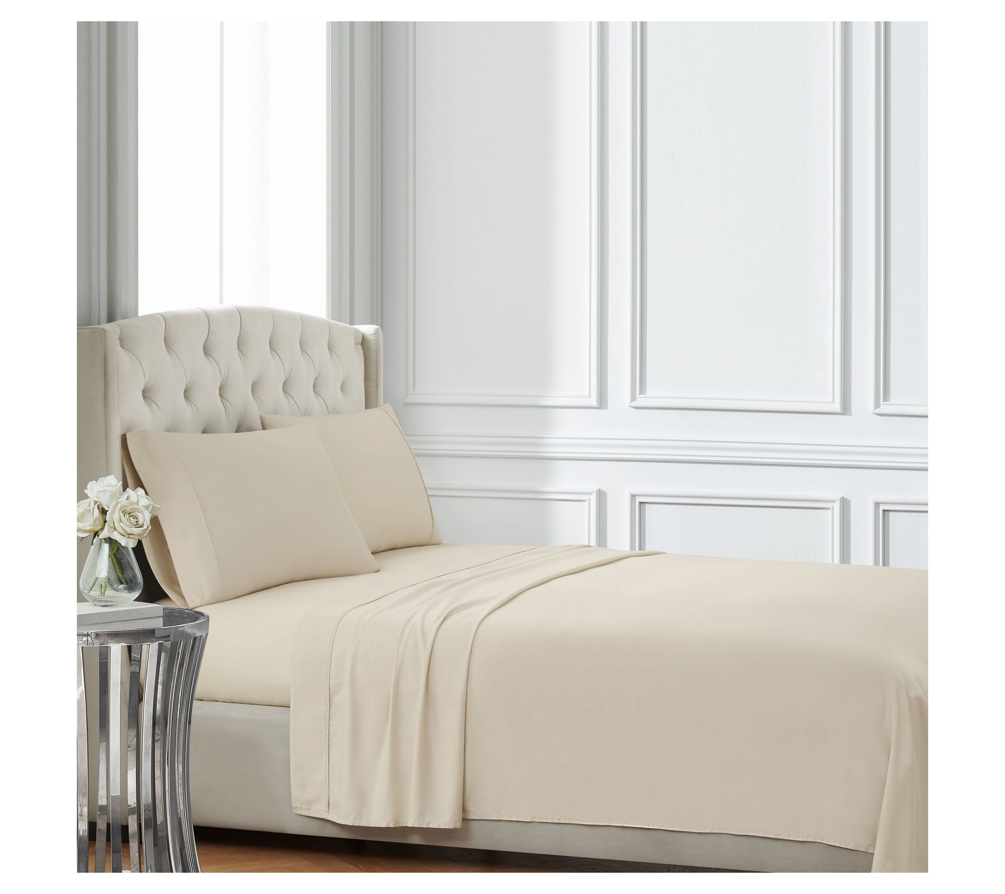 Badgley Mischka Cotton Sateen Queen 4-Piece Sheet Set