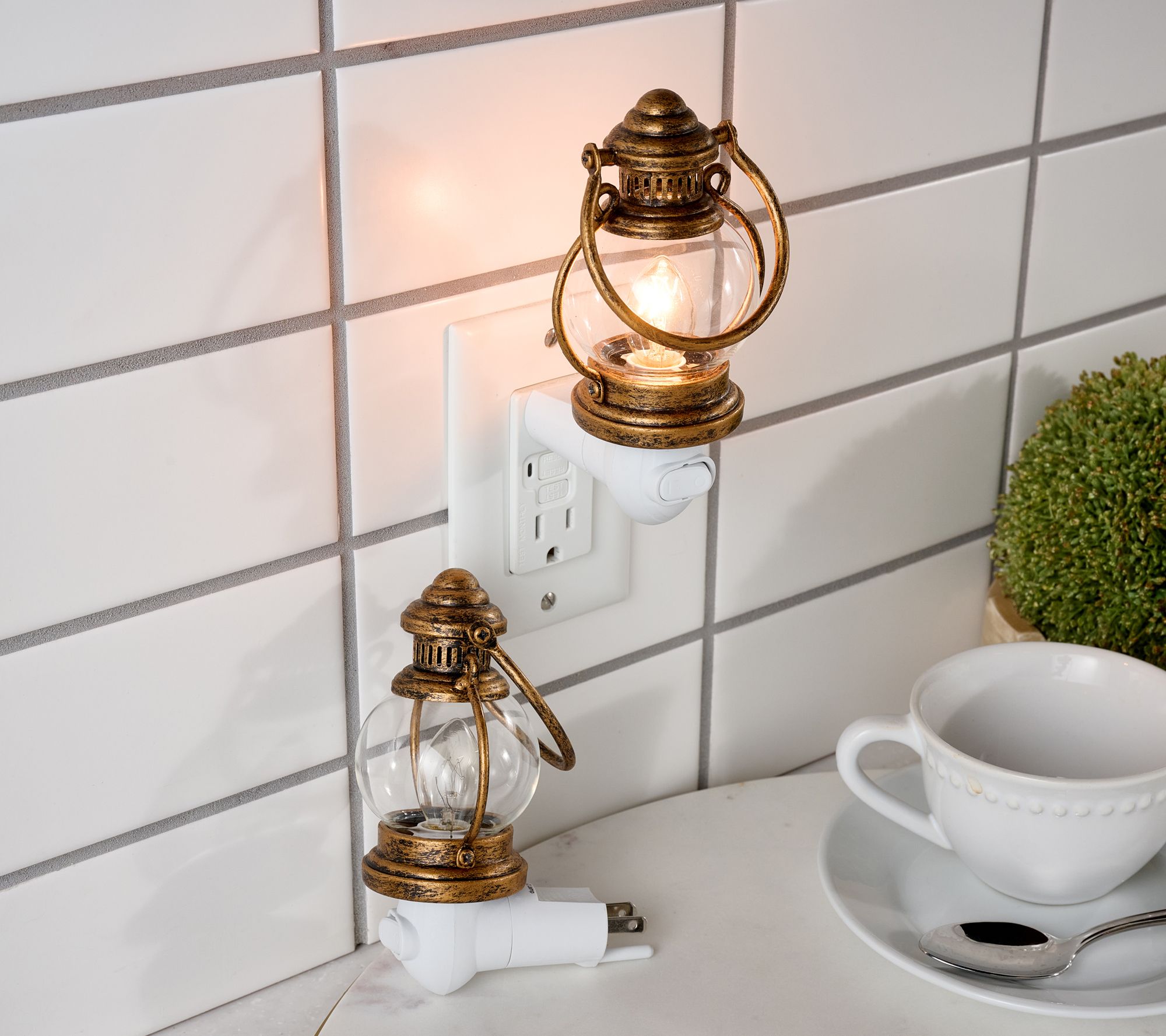 "As Is" Home Reflections S/2 Rotating Lantern Nightlights