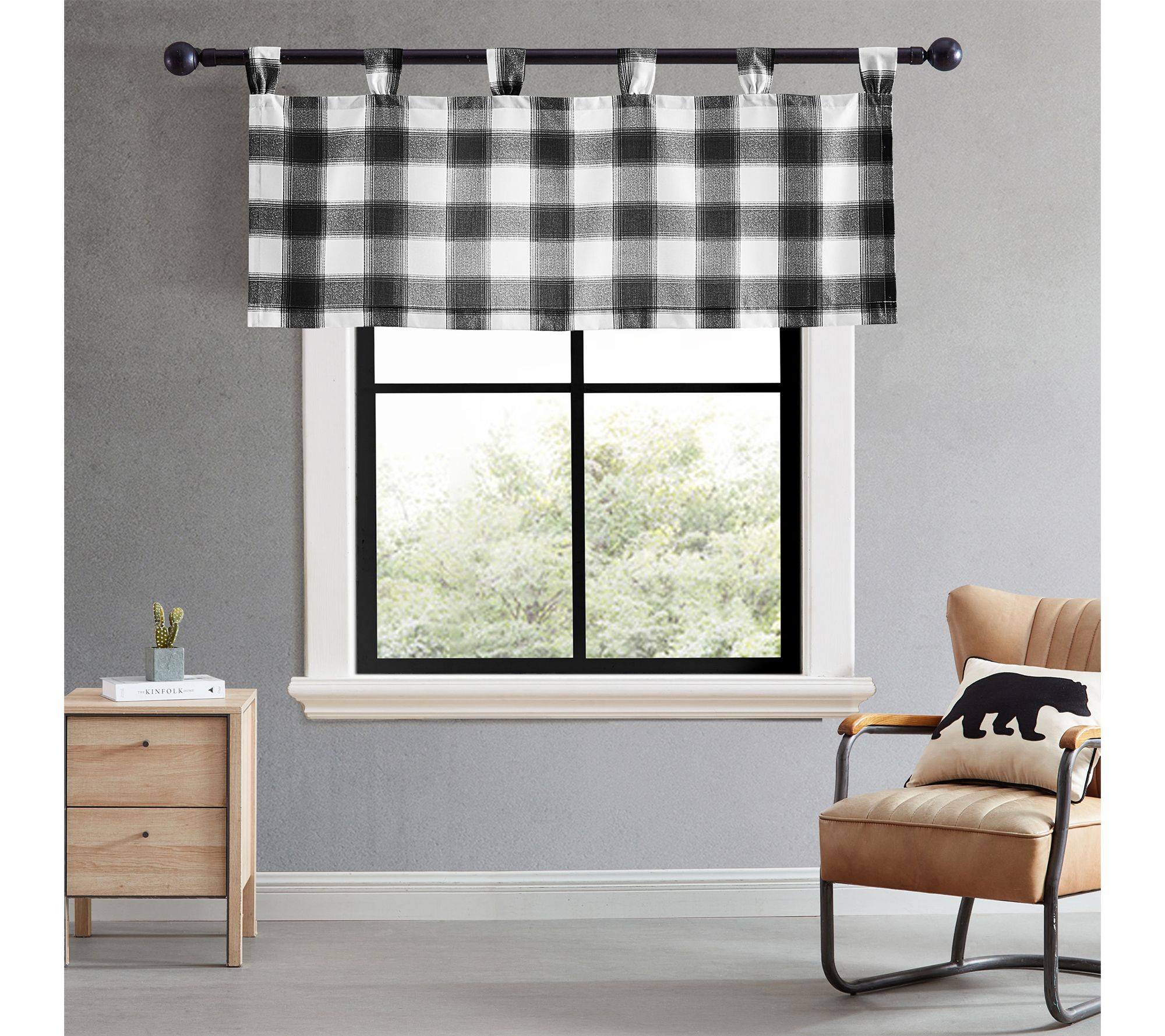 Eddie Bauer Canyon Plaid Black 50x20 Window Valance