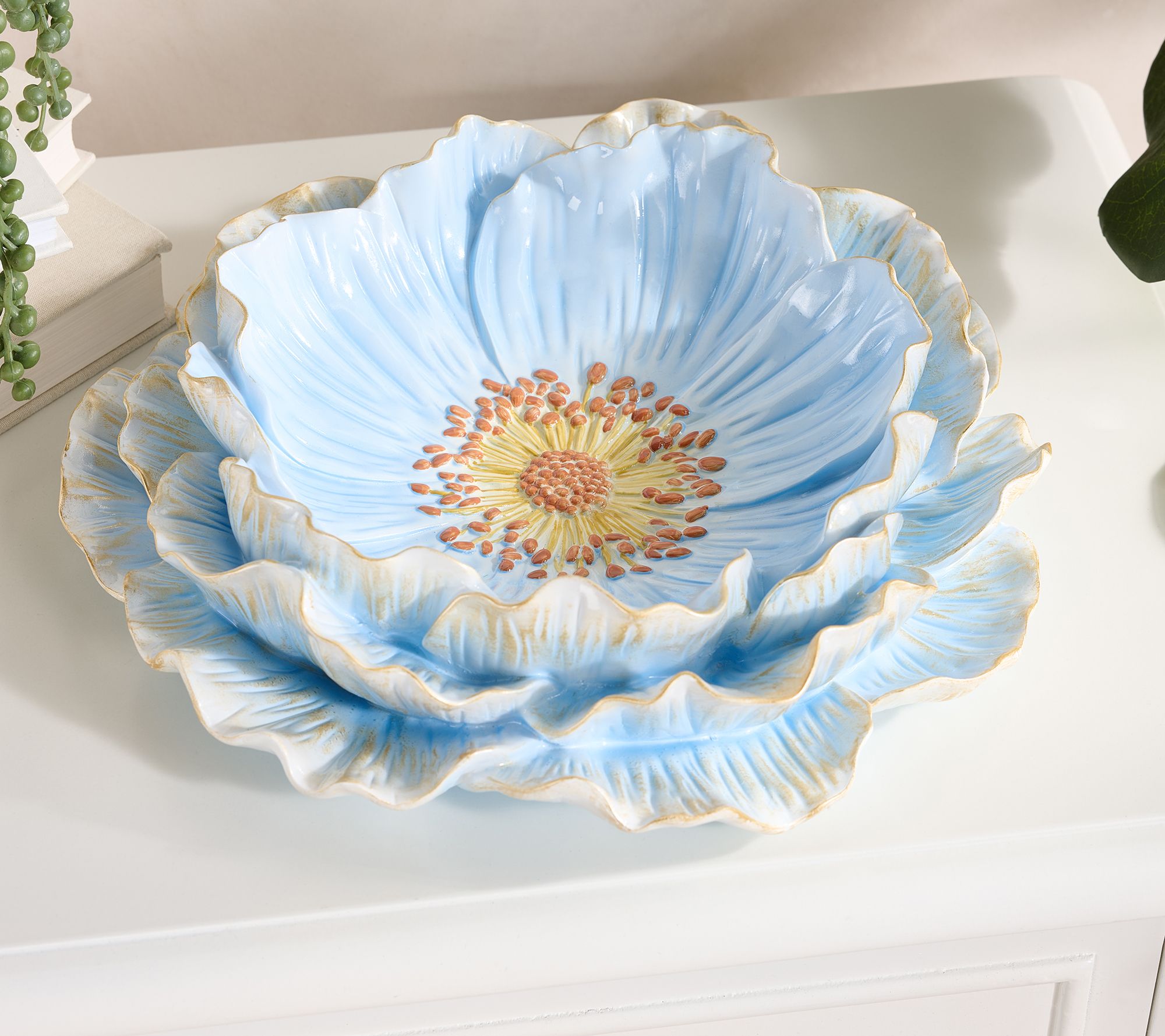 12" Decorative Floral Figural Dish by Kim Gravel