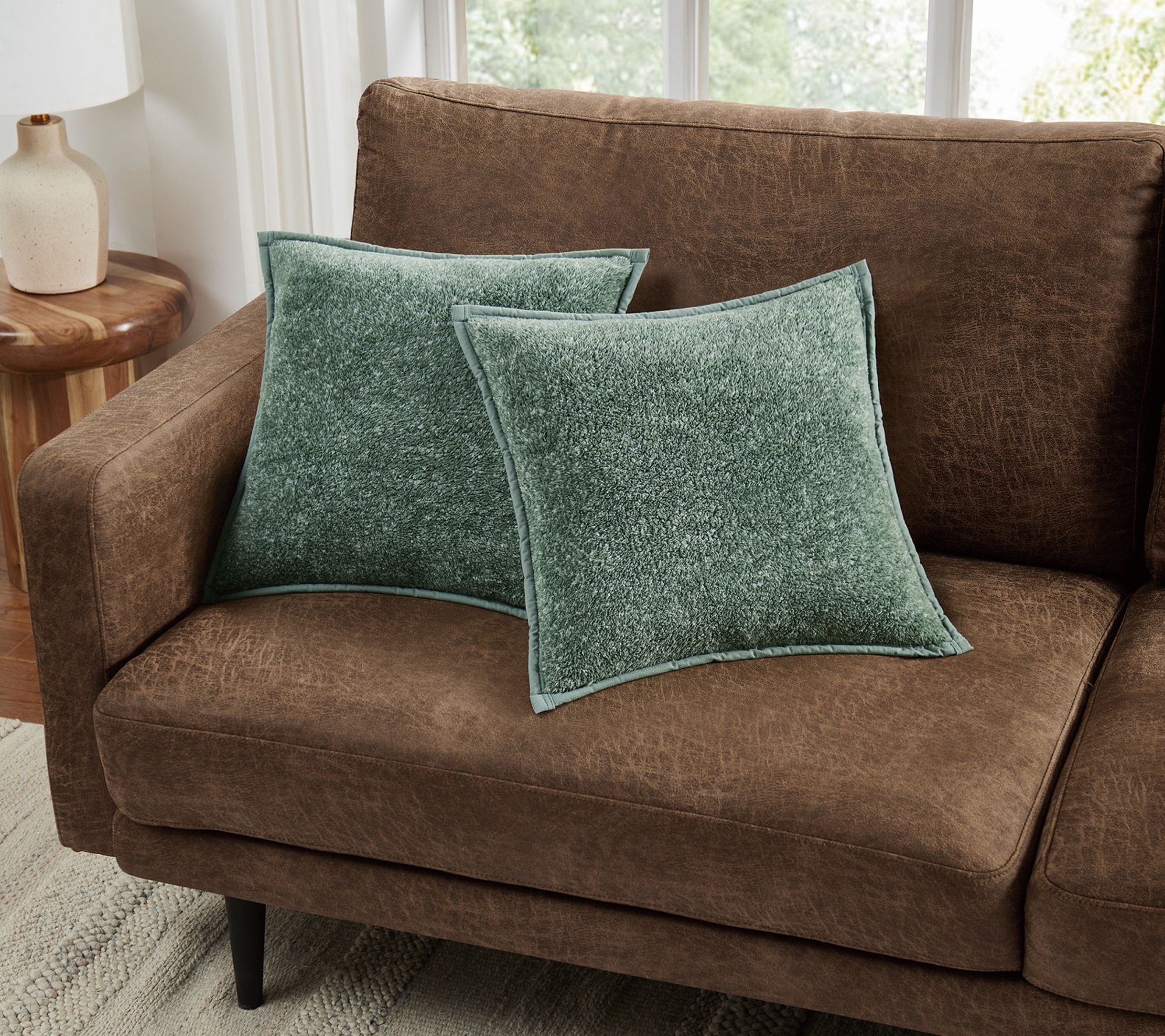 Brooklyn Loom Heathered Sherpa 20x20 2-Pack Decorative Pillows