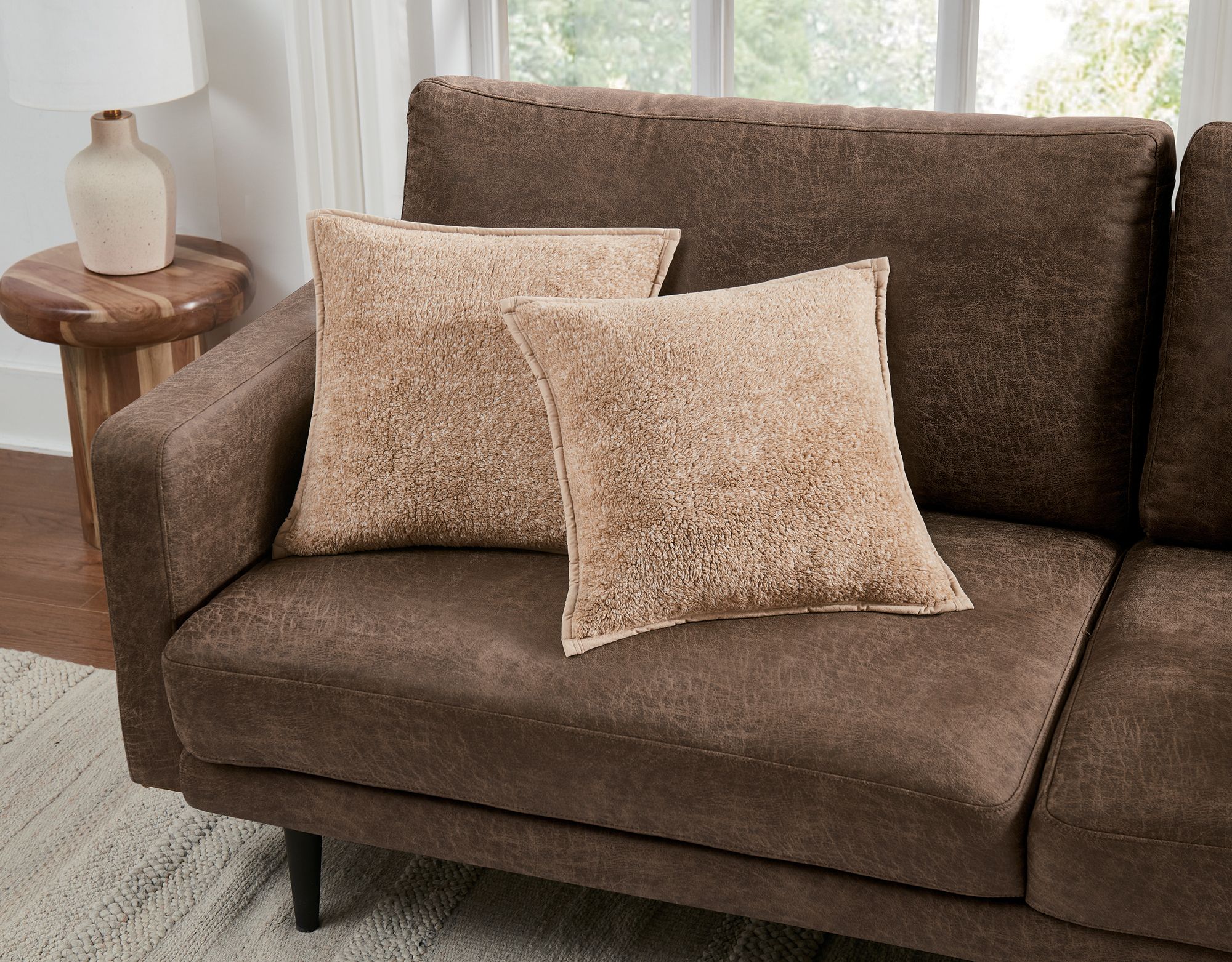 Brooklyn Loom Heathered Sherpa 20x20 2-Pack Decorative Pillows