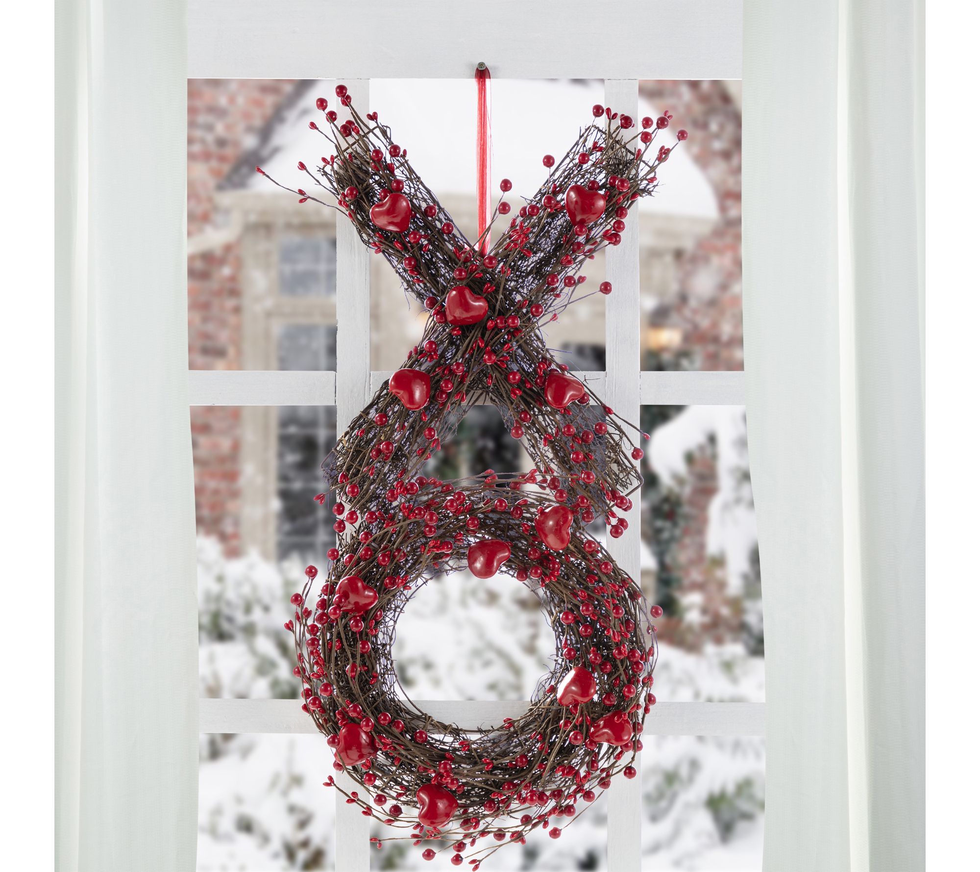 Glitzhome 24"H Red Valentine's XO Shaped Wreath