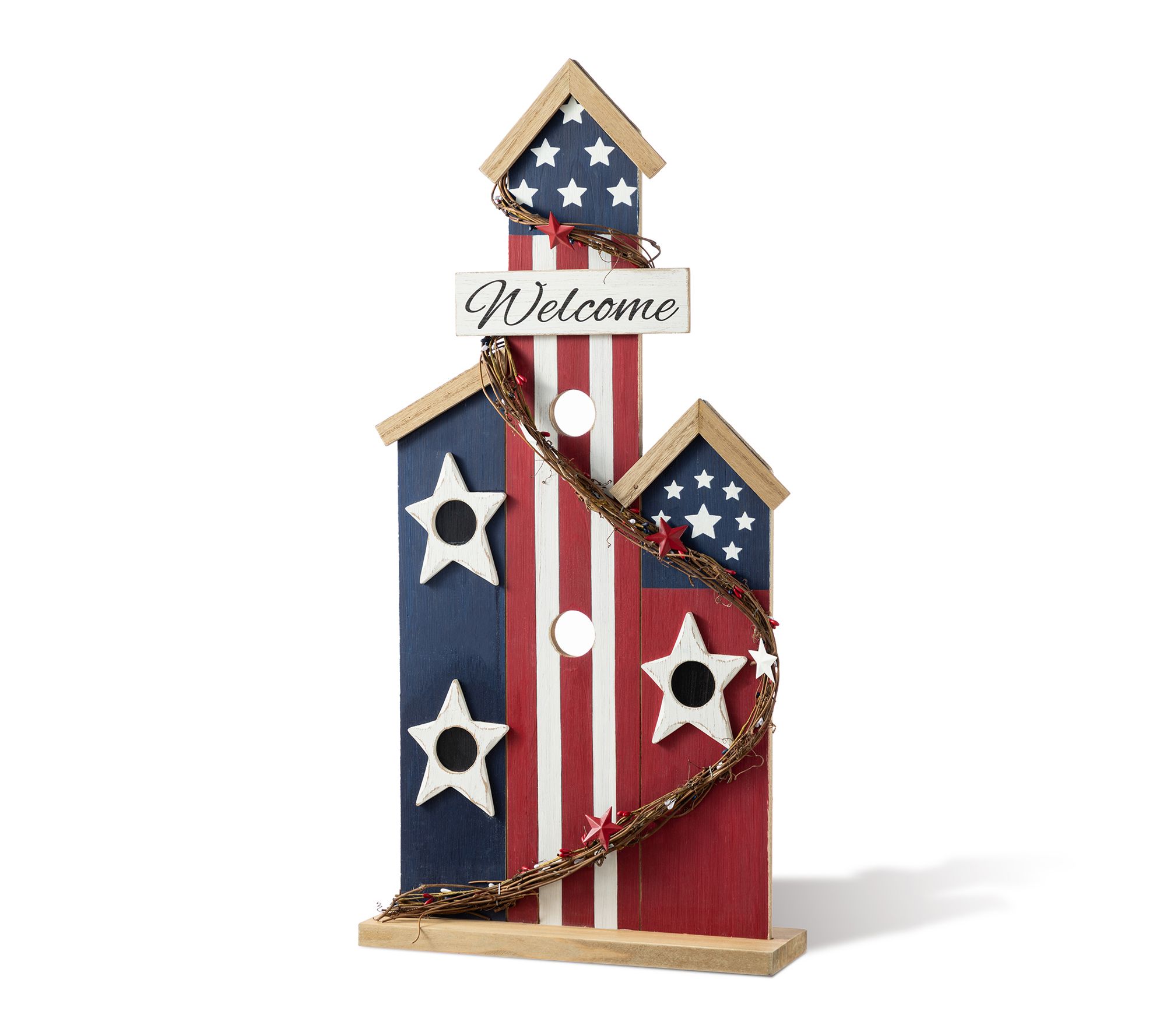  Glitzhome 30''H Patriotic Americana Birdhouse Porch Decor