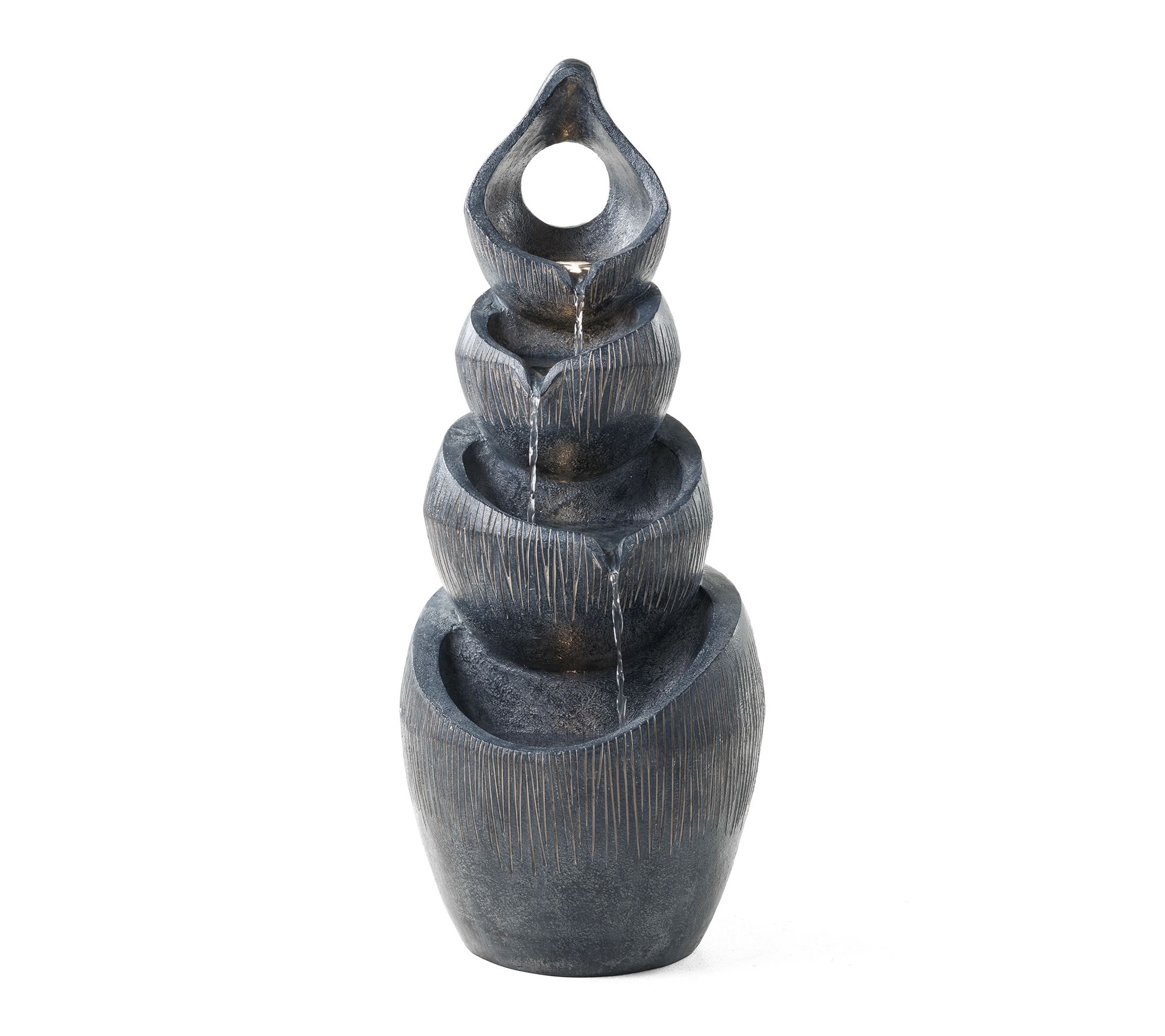 Glitzhome 34"H 4-Tiered Zen-Style Alms Bowl Outdoor Fountain