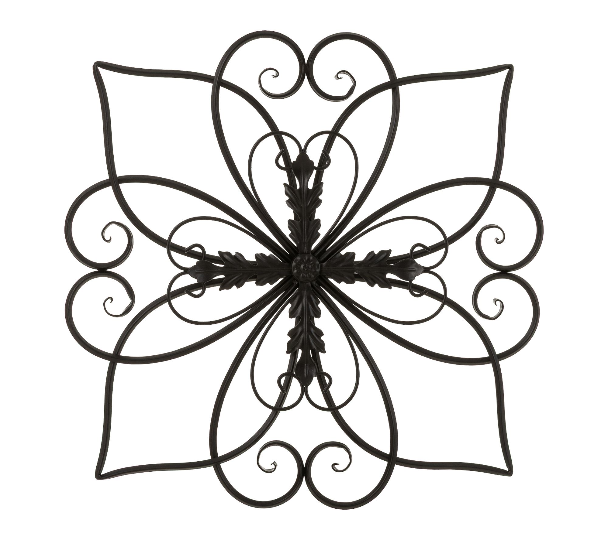 Glitzhome 20"L Heart and Petal Iron Scroll Outdoor Wall Decor