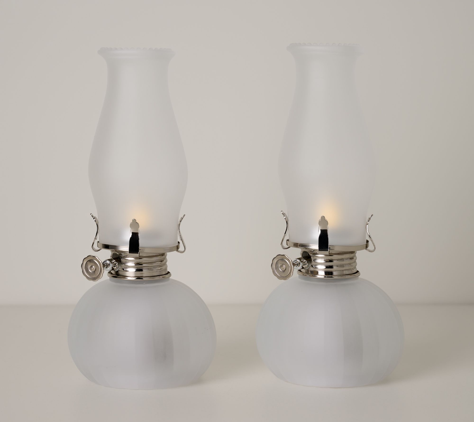 Bethlehem Lights S/2 8" Faux Oil Lamps w/ Flame Dial
