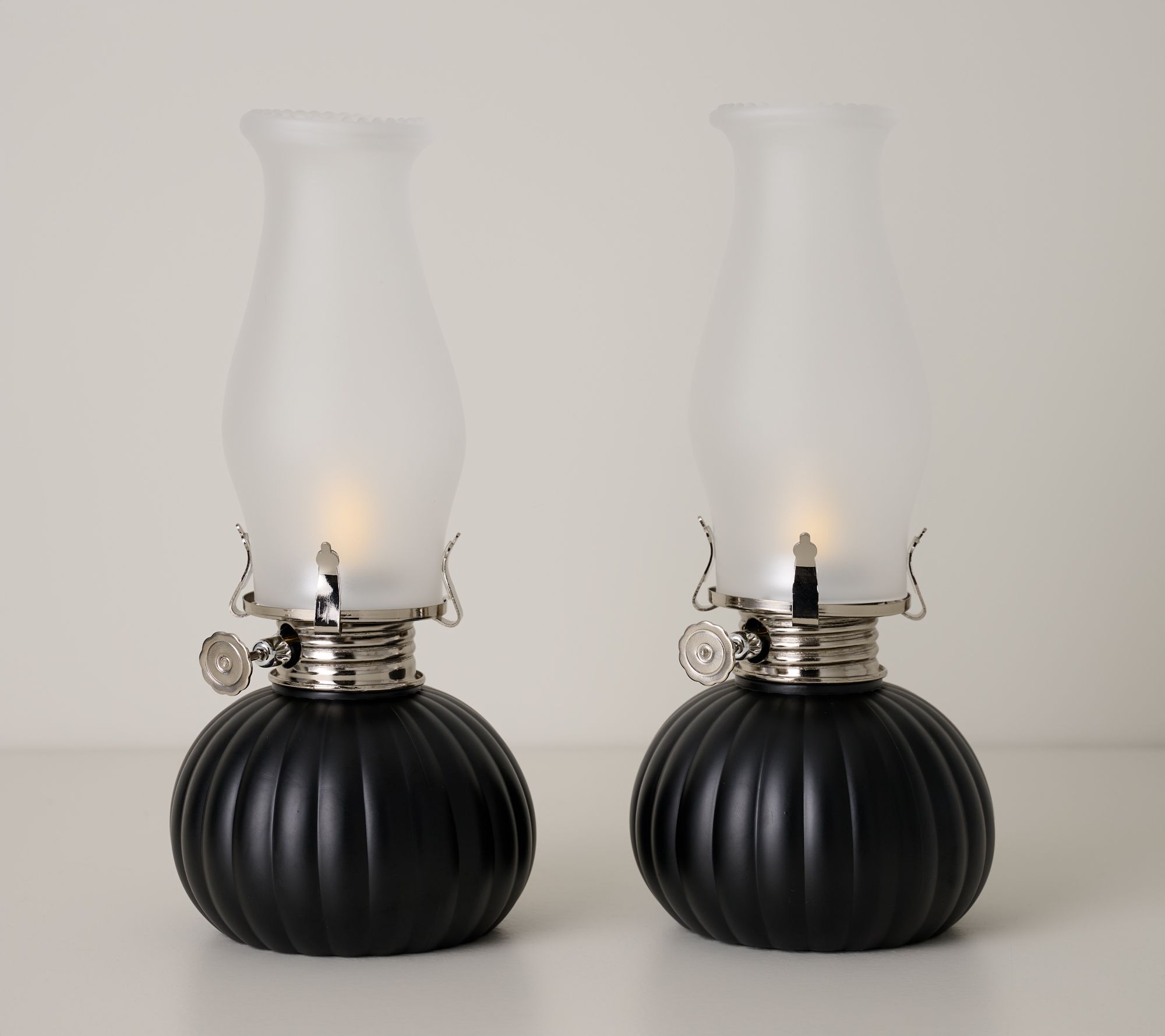 Bethlehem Lights S/2 8" Faux Oil Lamps w/ Flame Dial