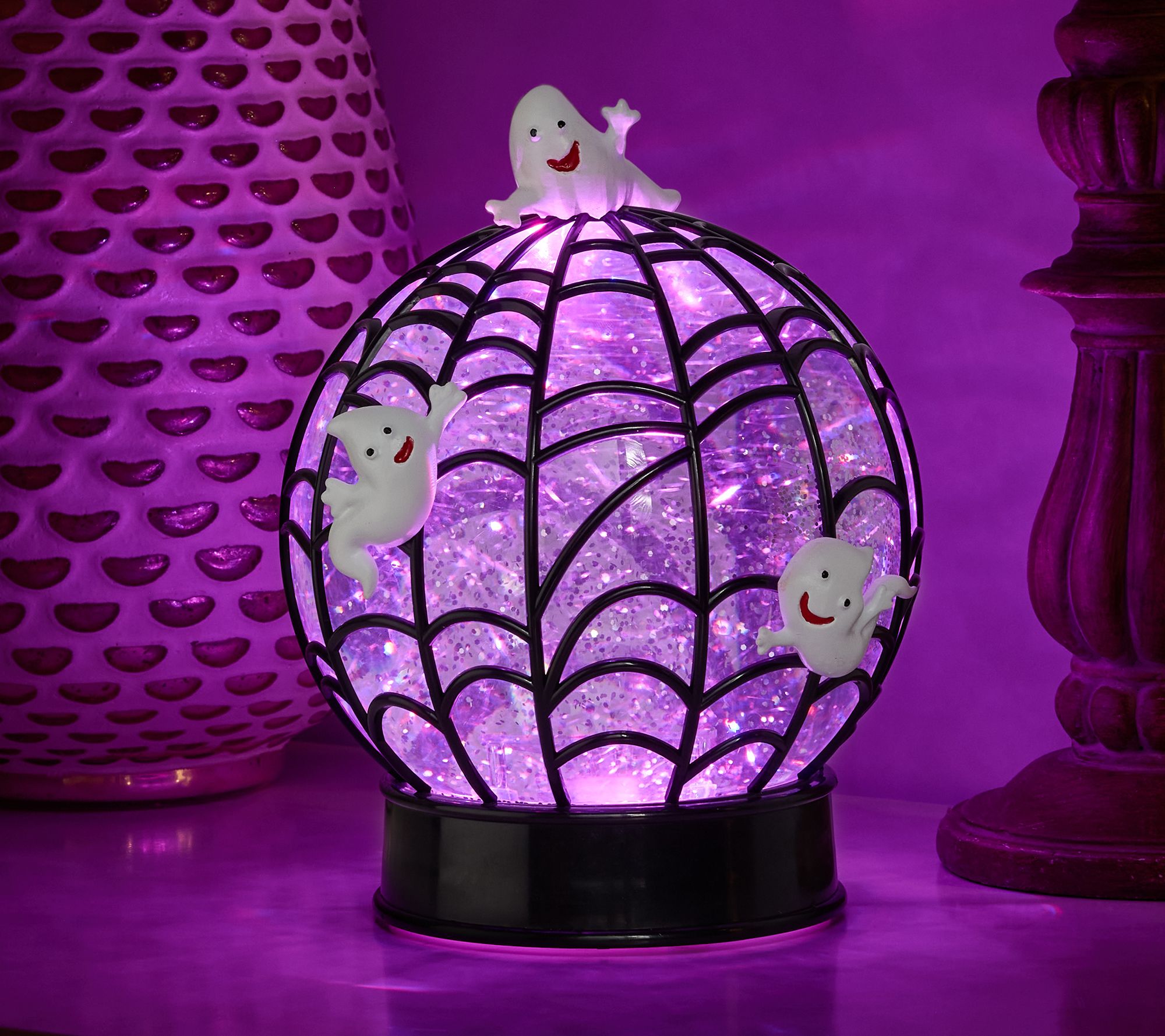 7" Illuminated Halloween Glitter Sphere by Valerie