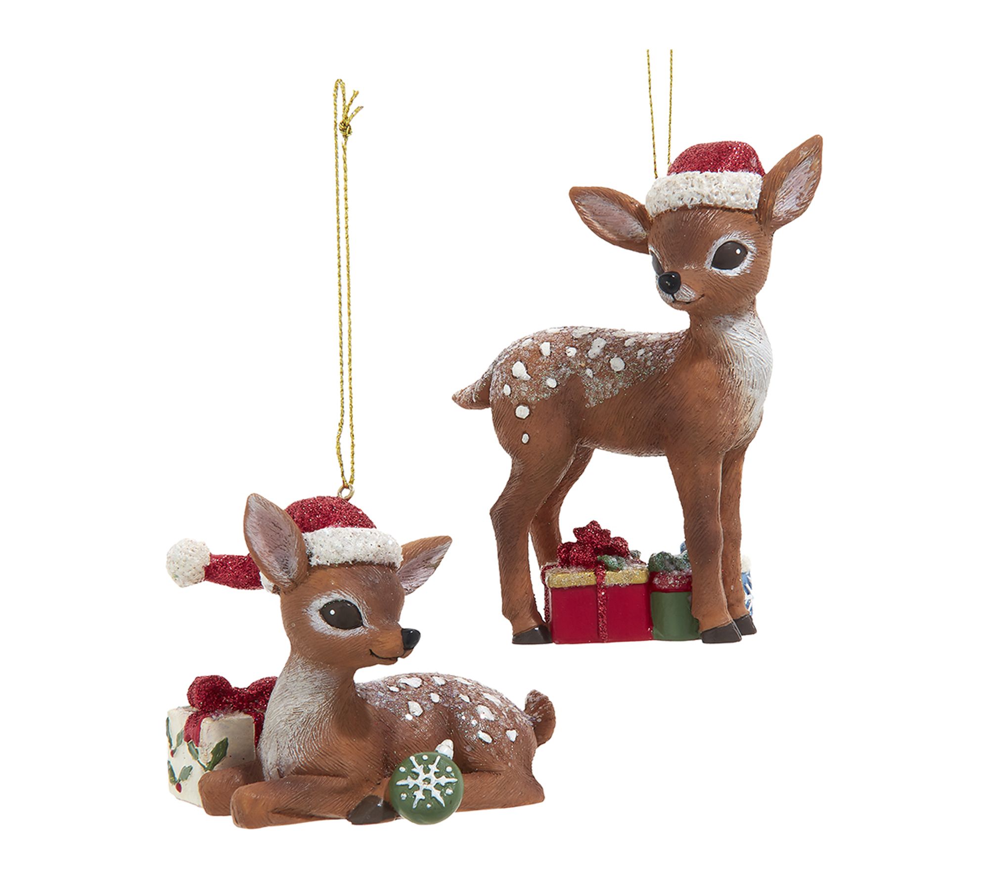RC Home Decor -Set of 2 Christmas Deer Ornaments with Gifts