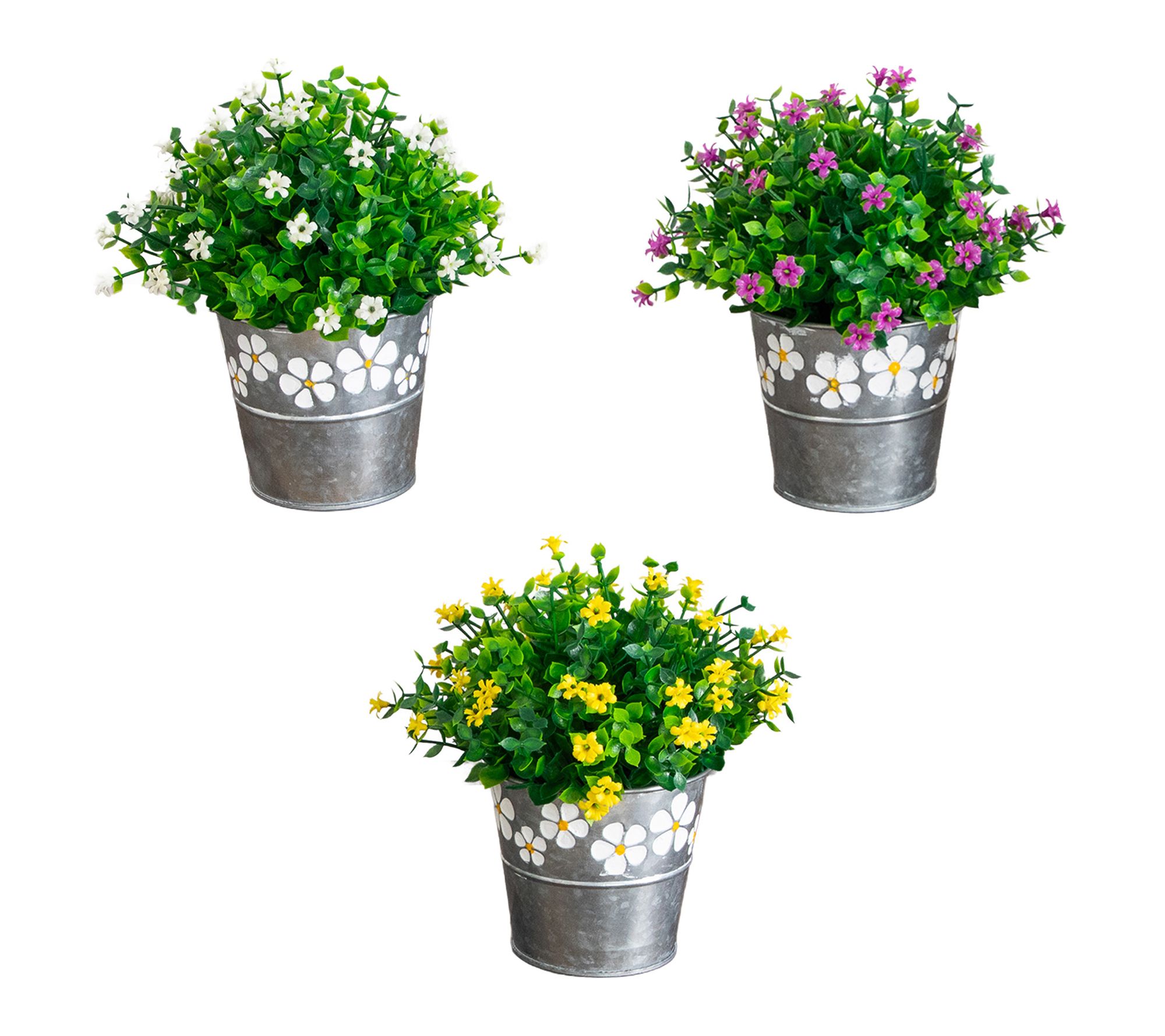 7-in Flowering Arrangement - Set of 3 by Nearly Natural