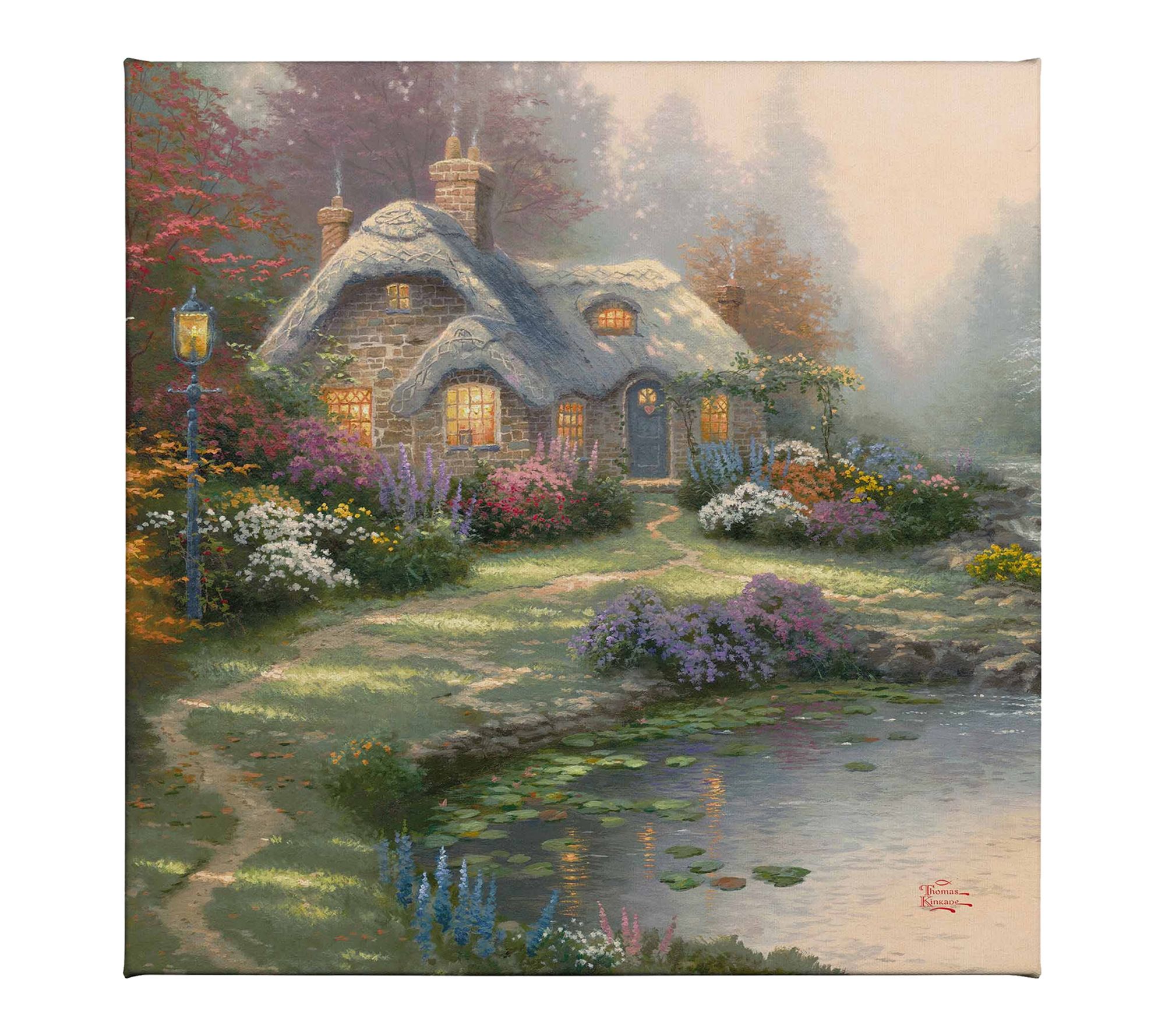 Thomas Kinkade Evening at Merritt's Cottage 14x14 Gallery Wrap