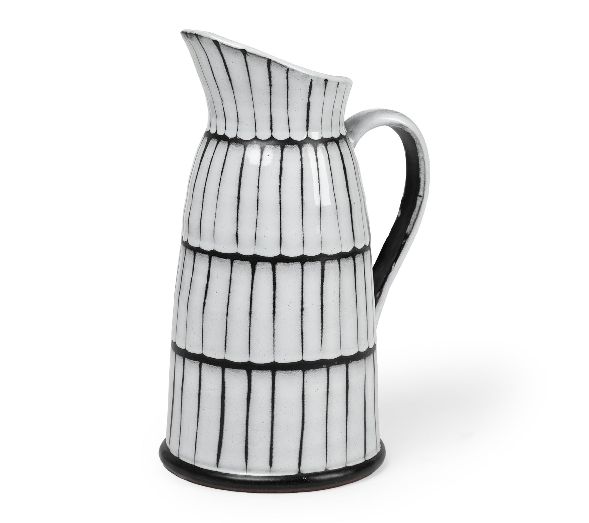 HomeRoots 13" Black & White Ceramic Sculptural Jug Vase
