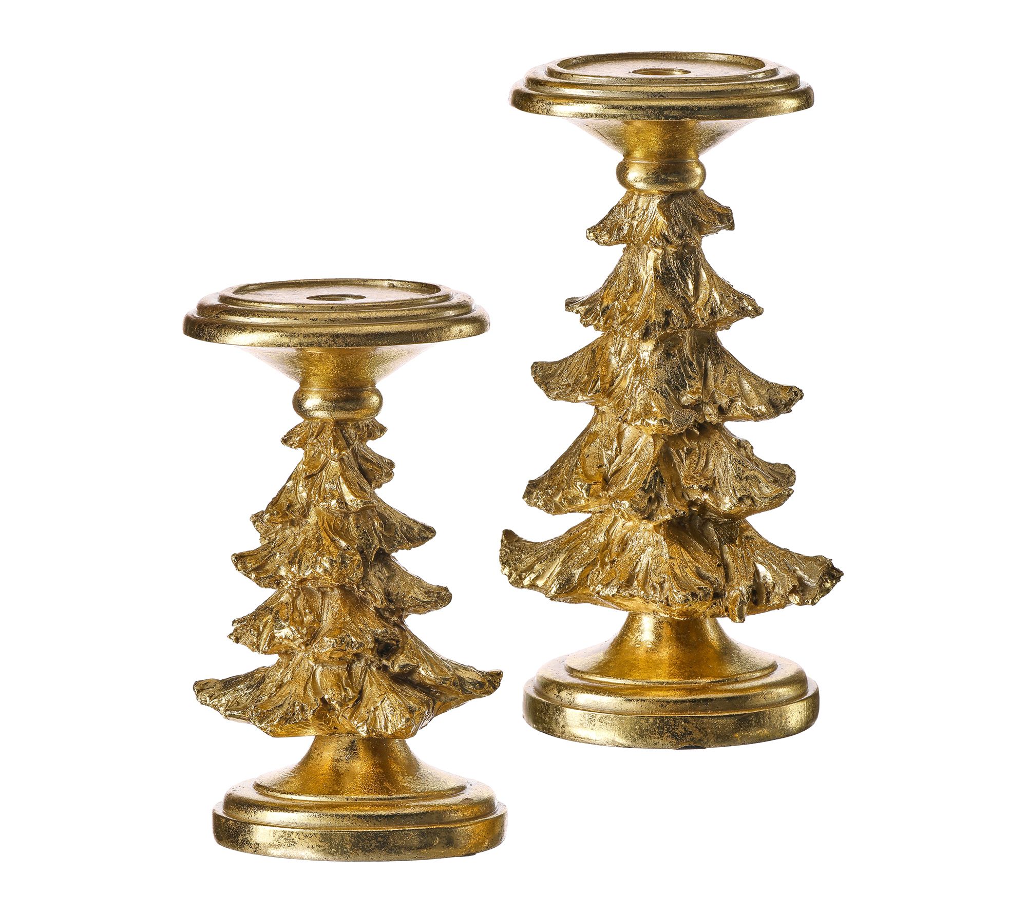 8.5-10" Resin Xmas Tree Candle Holder Set of 2 by Valerie