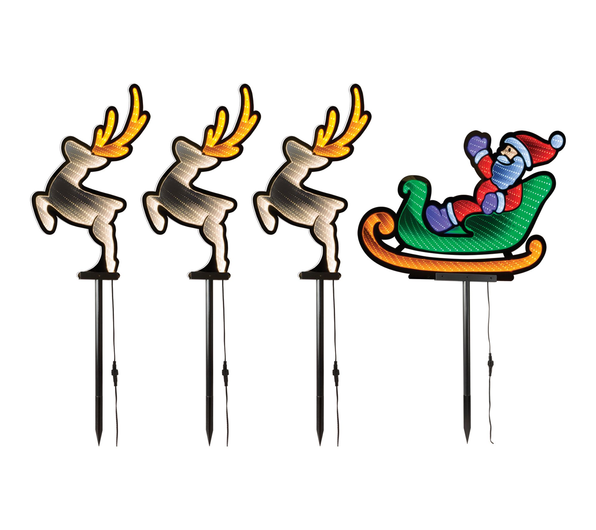 Melrose Santa and Sleigh Pathway Light Ekkolight (Set of 4)