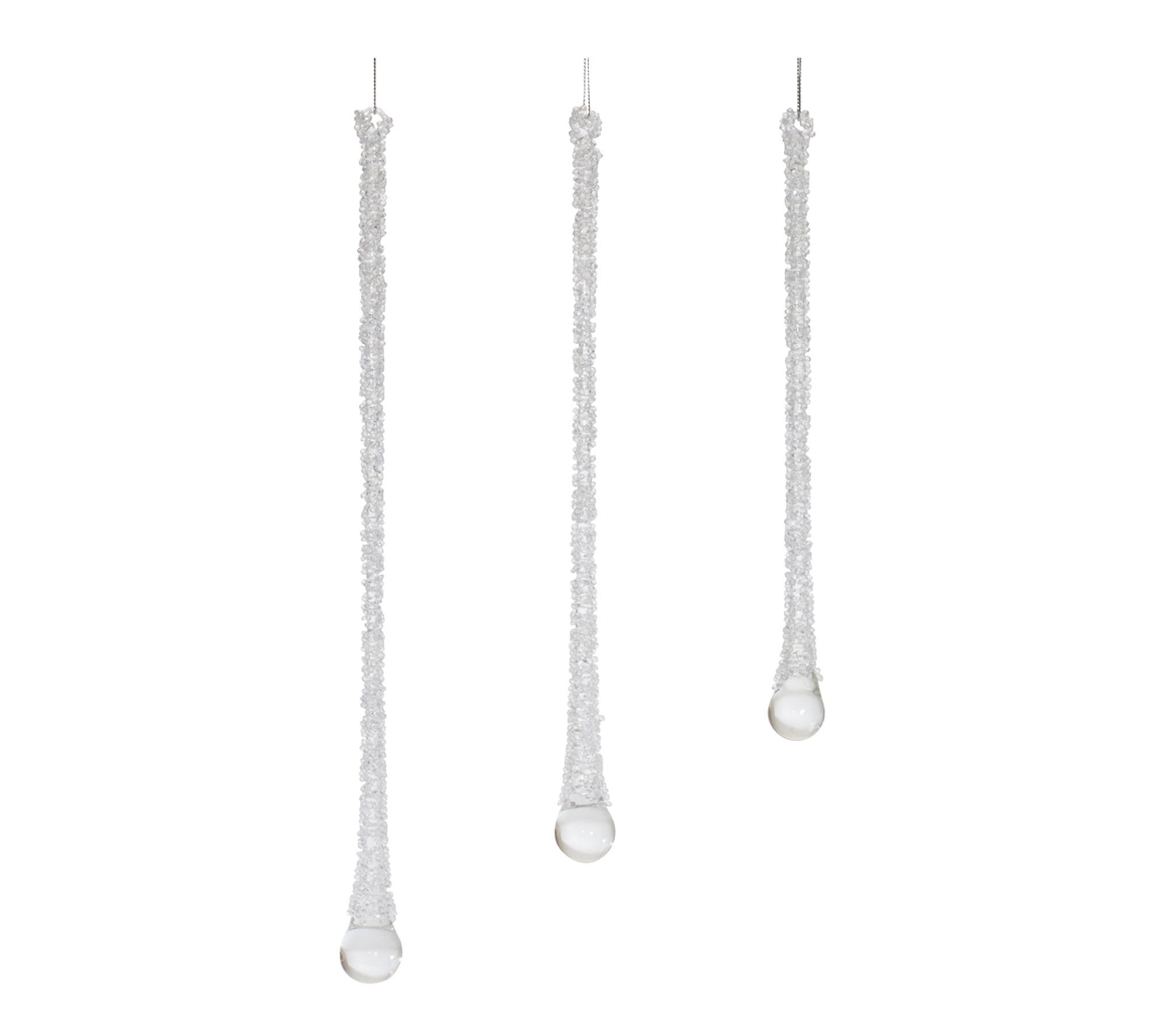 Melrose Clear Beaded Glass Icicle Drop Ornament (Set of 6)