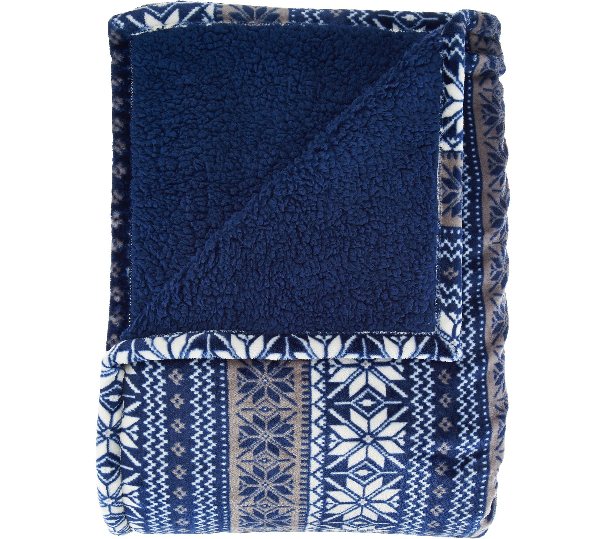 Berkshire Blanket Fair Isle Reverse to Sherpa Blanket