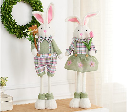 Set of 2 Bunnies with Extendable Legs by Valerie