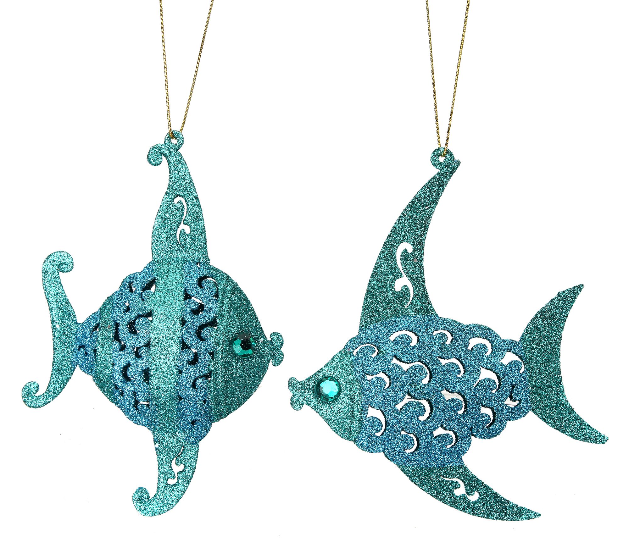 5" Glitter Metal Fish Ornament Set of 6 by Vale rie