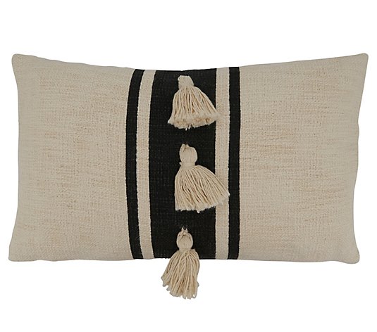 Saro Lifestyle PolyFilledThrow Pillow W/StripedTassel Design