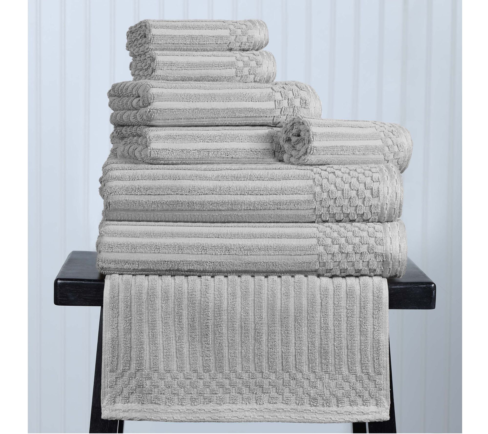 Superior Cotton 8-Piece Highly Absorbent Textured Towel Set