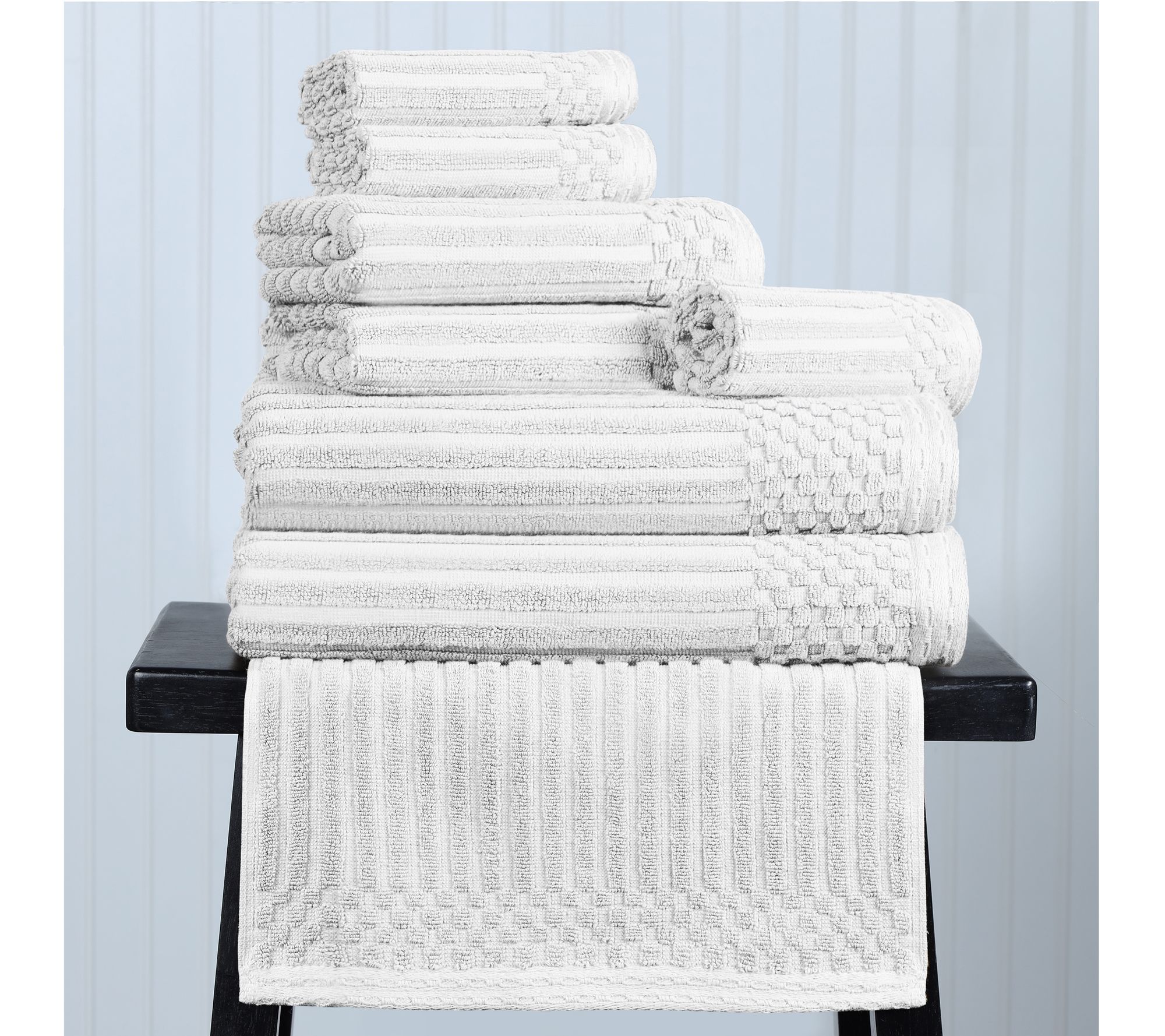 Superior Cotton 8-Piece Highly Absorbent Textured Towel Set
