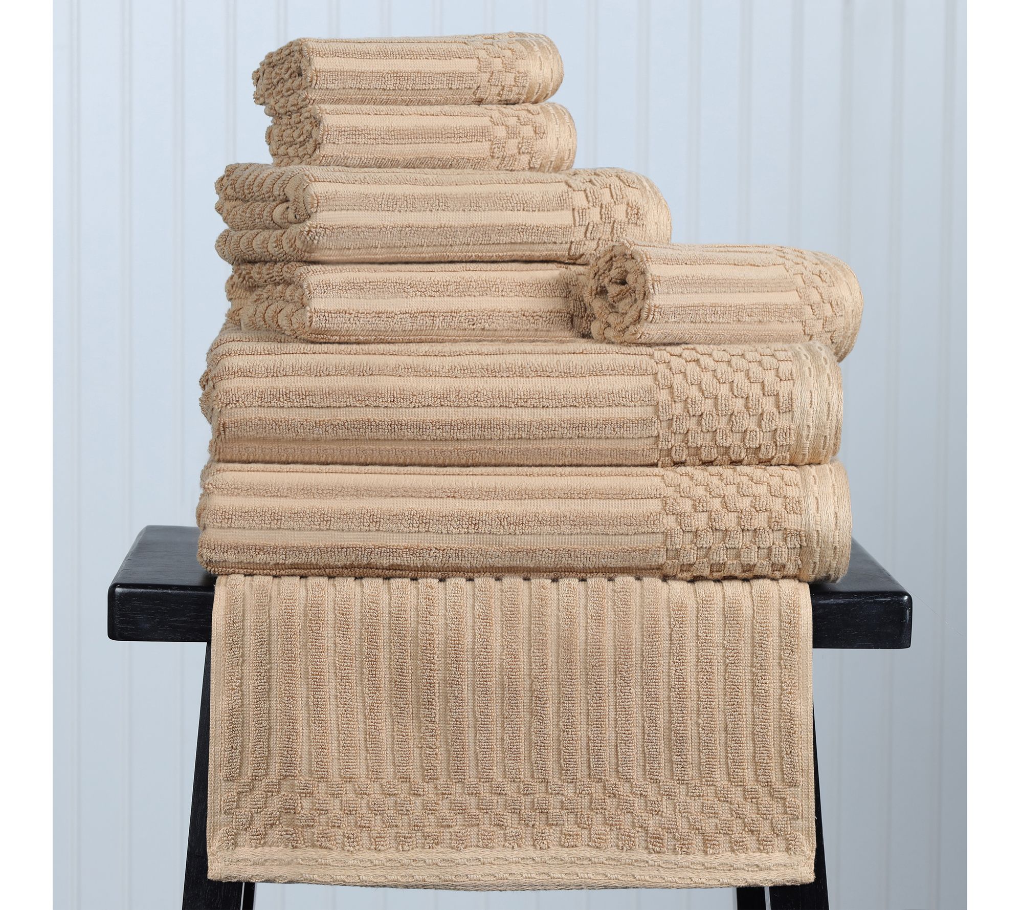 Superior Cotton 8-Piece Highly Absorbent Textured Towel Set
