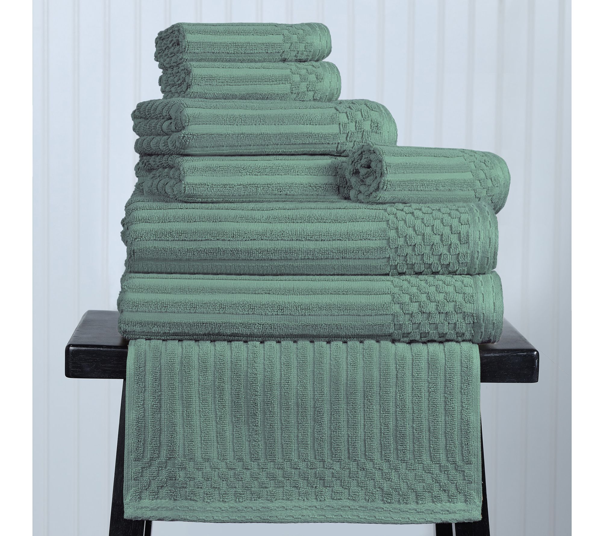 Superior Cotton 8-Piece Highly Absorbent Textured Towel Set